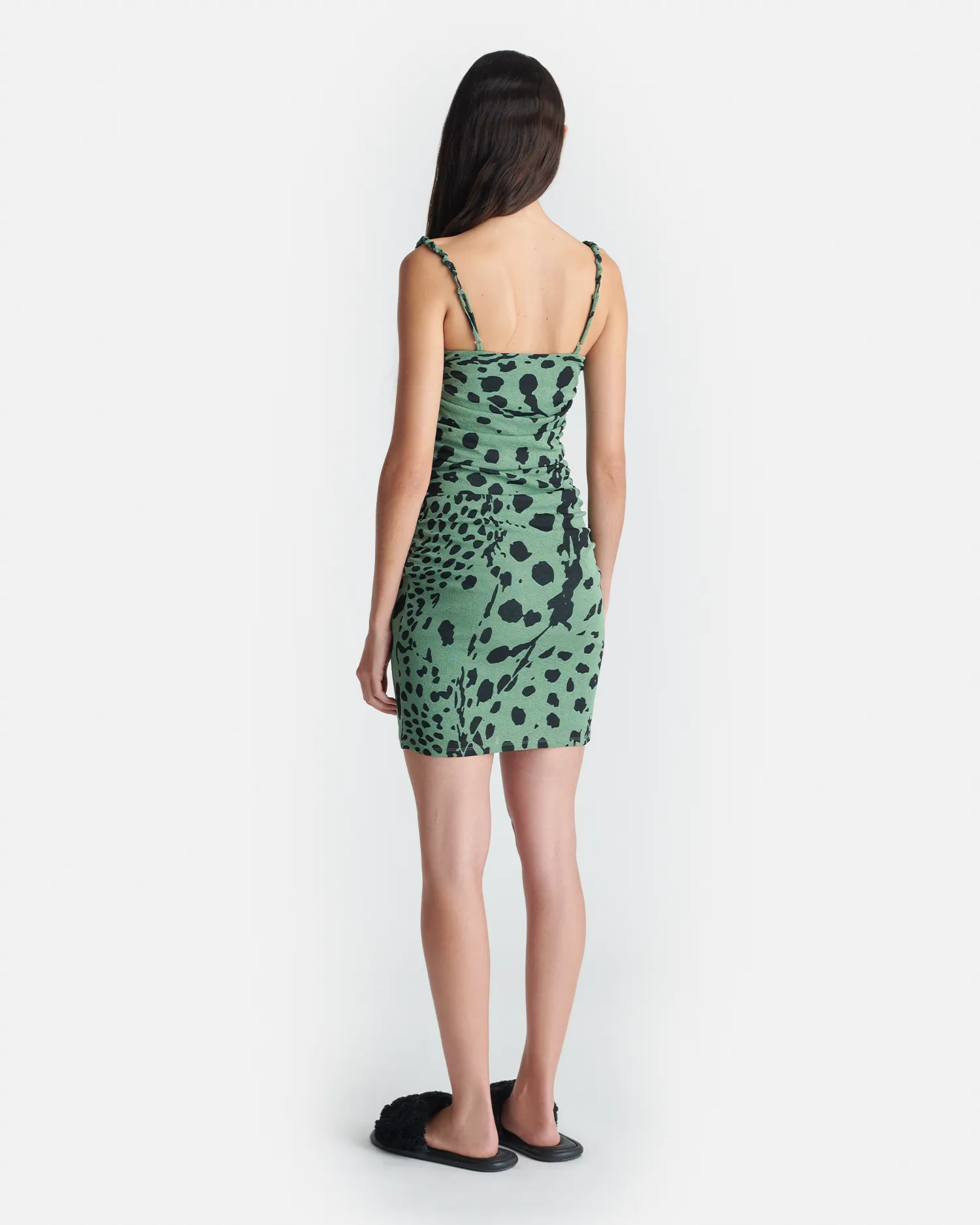Adie - Printed Mesh Jersey Dress - Cheetah Green