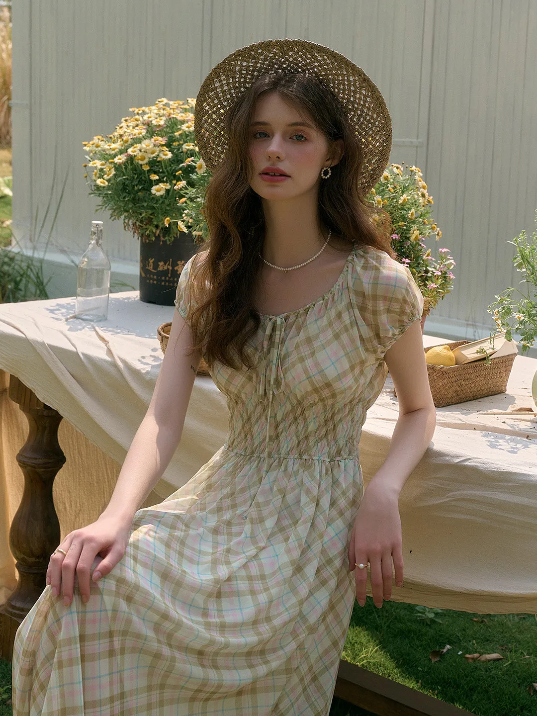 Ainsley Round Neck Plaid Dress