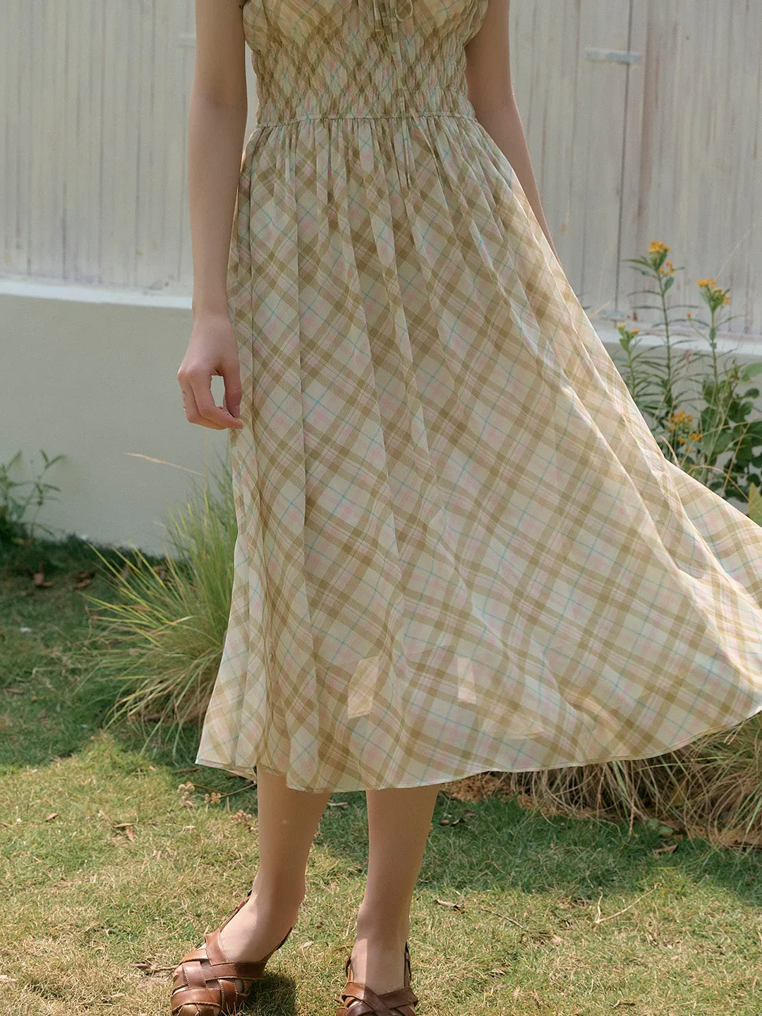 Ainsley Round Neck Plaid Dress