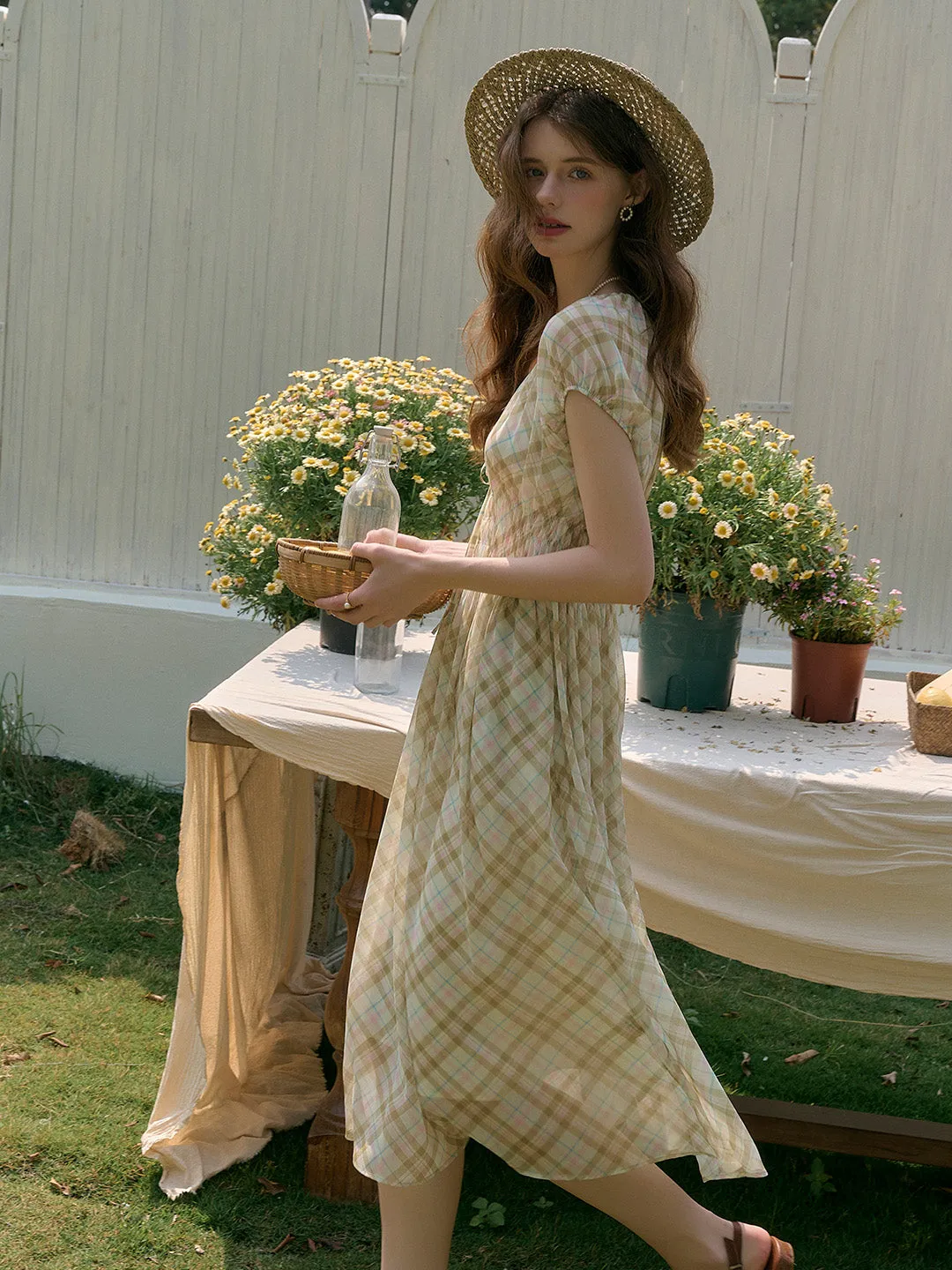 Ainsley Round Neck Plaid Dress