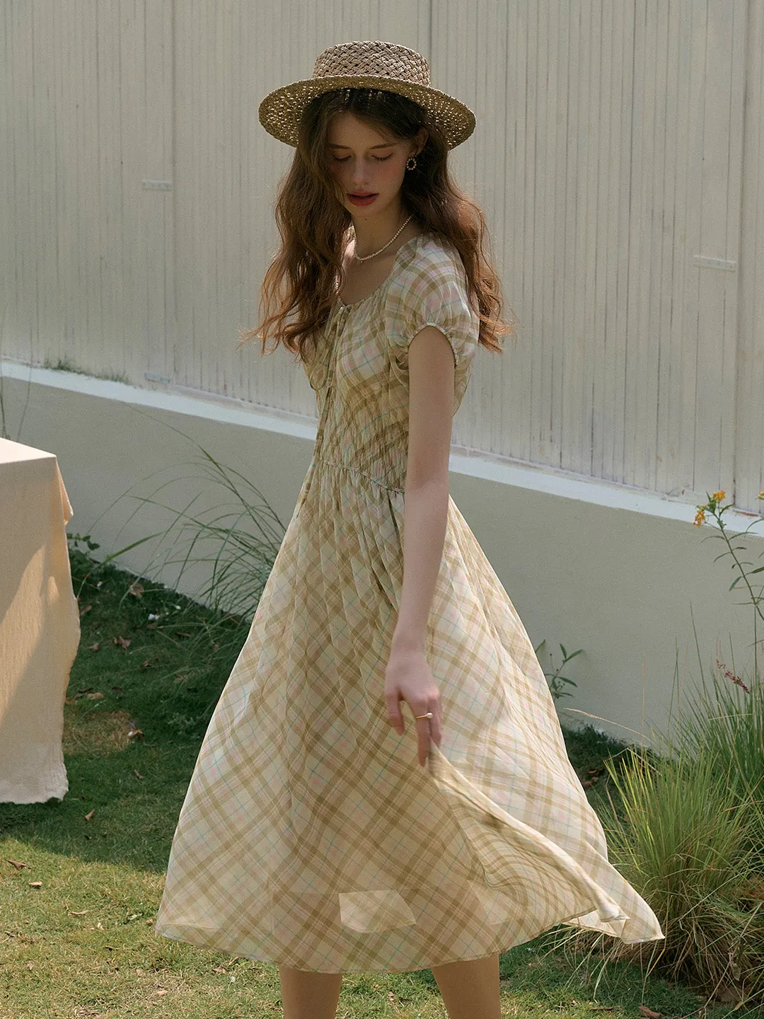 Ainsley Round Neck Plaid Dress