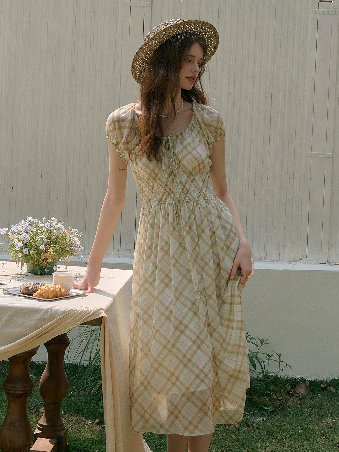 Ainsley Round Neck Plaid Dress