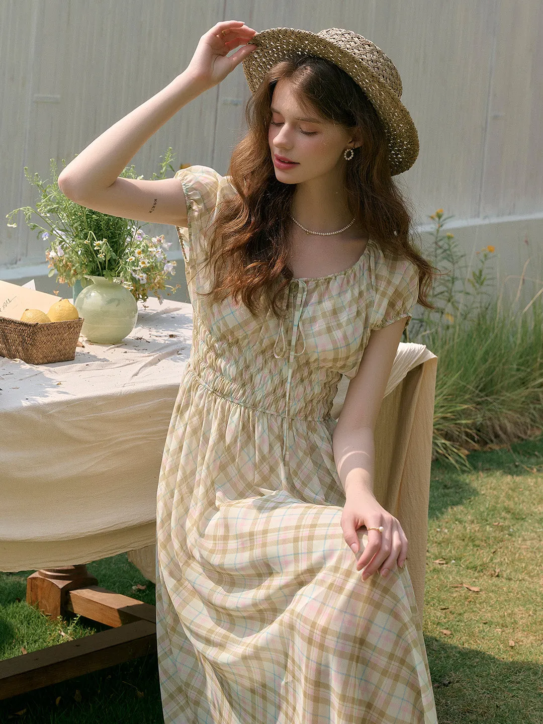Ainsley Round Neck Plaid Dress