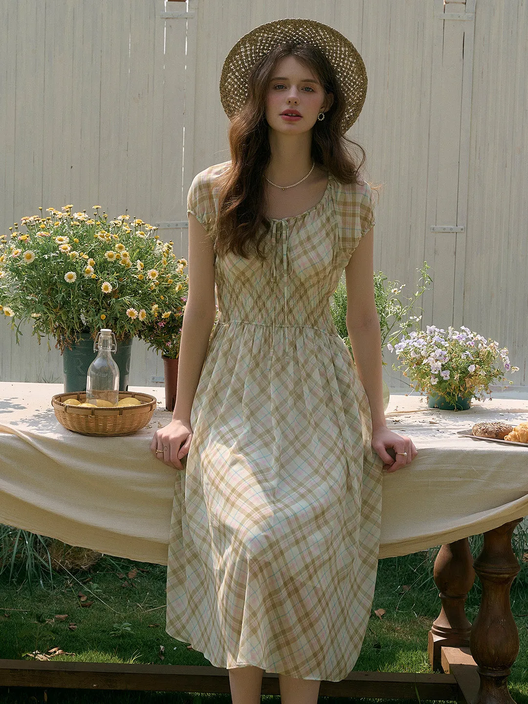 Ainsley Round Neck Plaid Dress