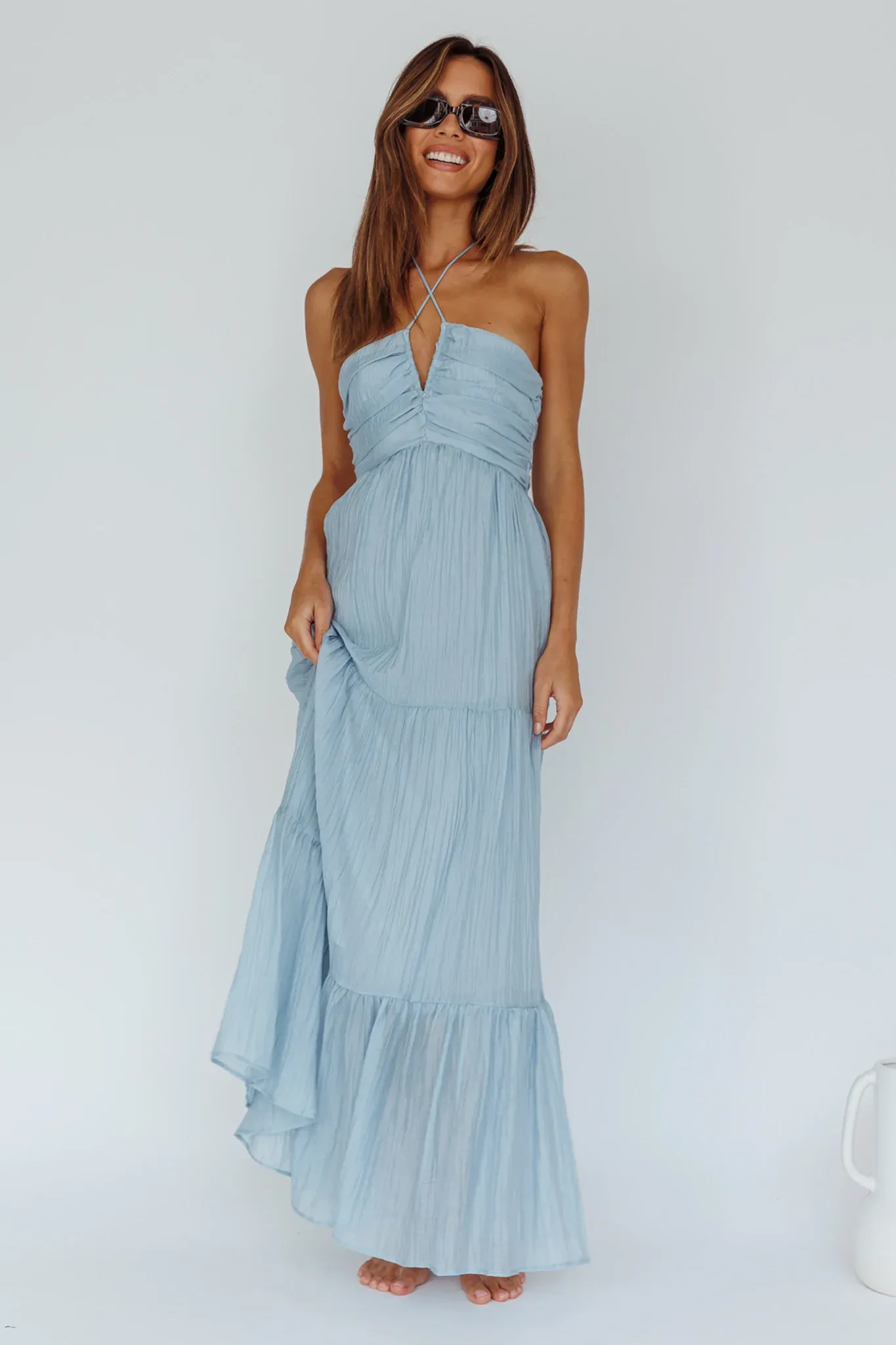 Asiah Halterneck Maxi Dress Ice Blue