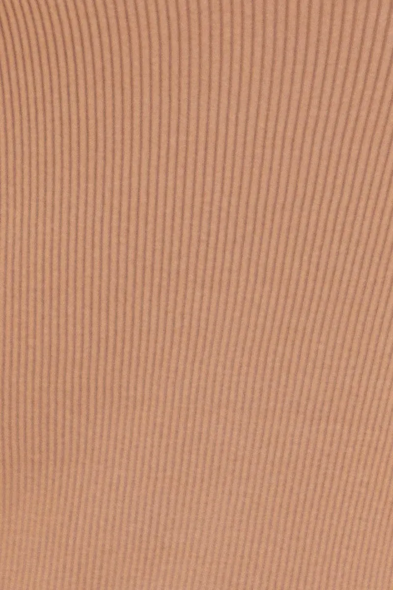 Beige Midi Dress Round Neck Colour Blocked Knit