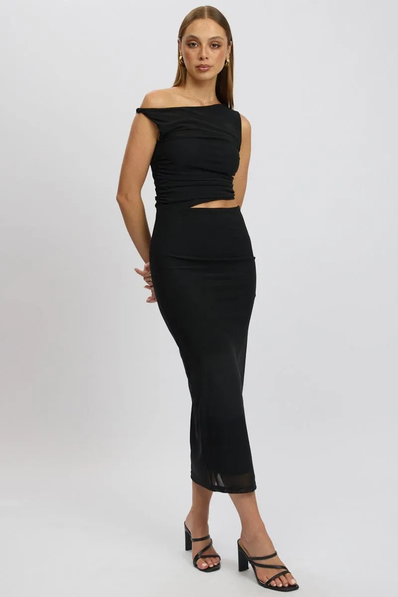 Black Bodycon Dress Maxi Mesh