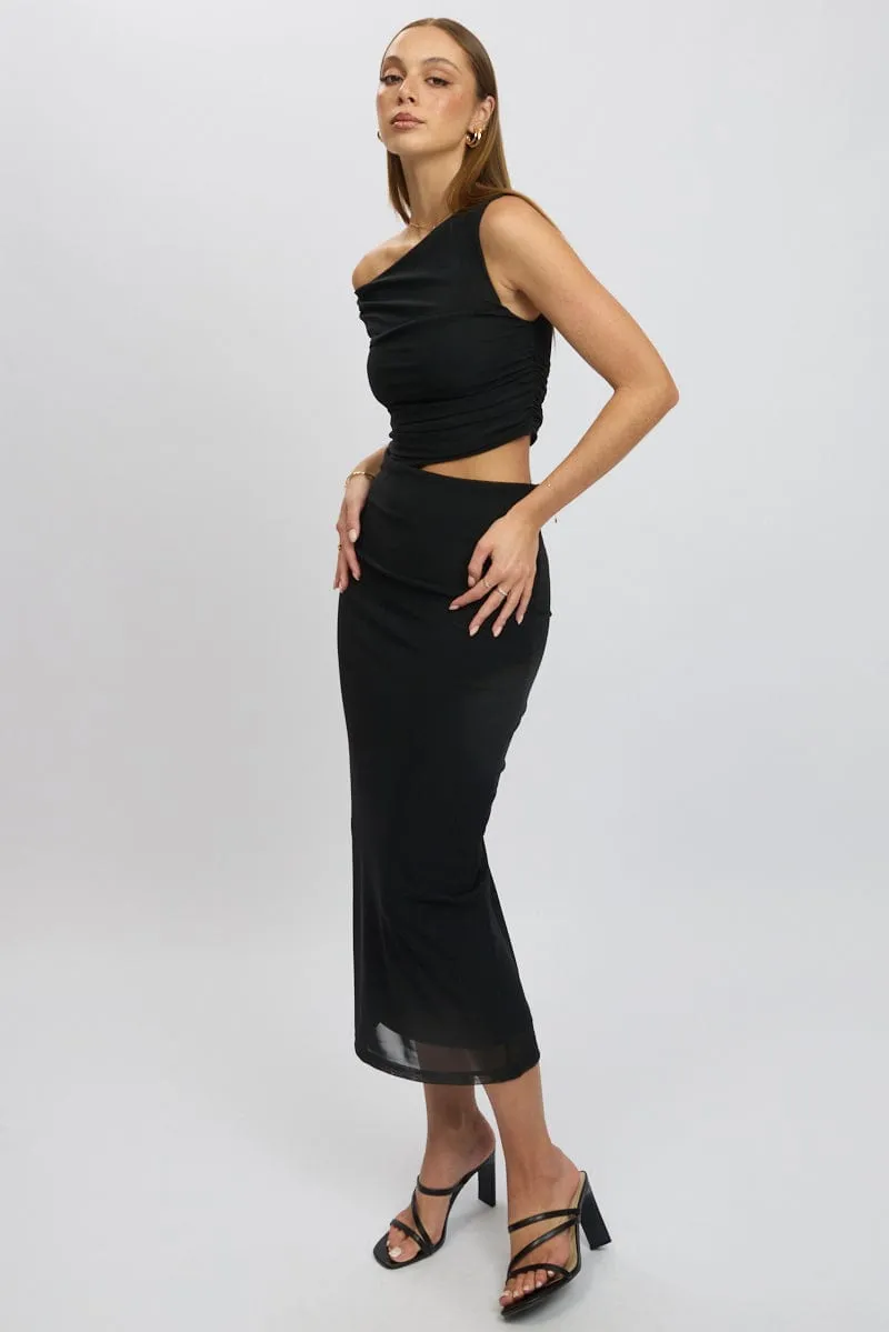 Black Bodycon Dress Maxi Mesh