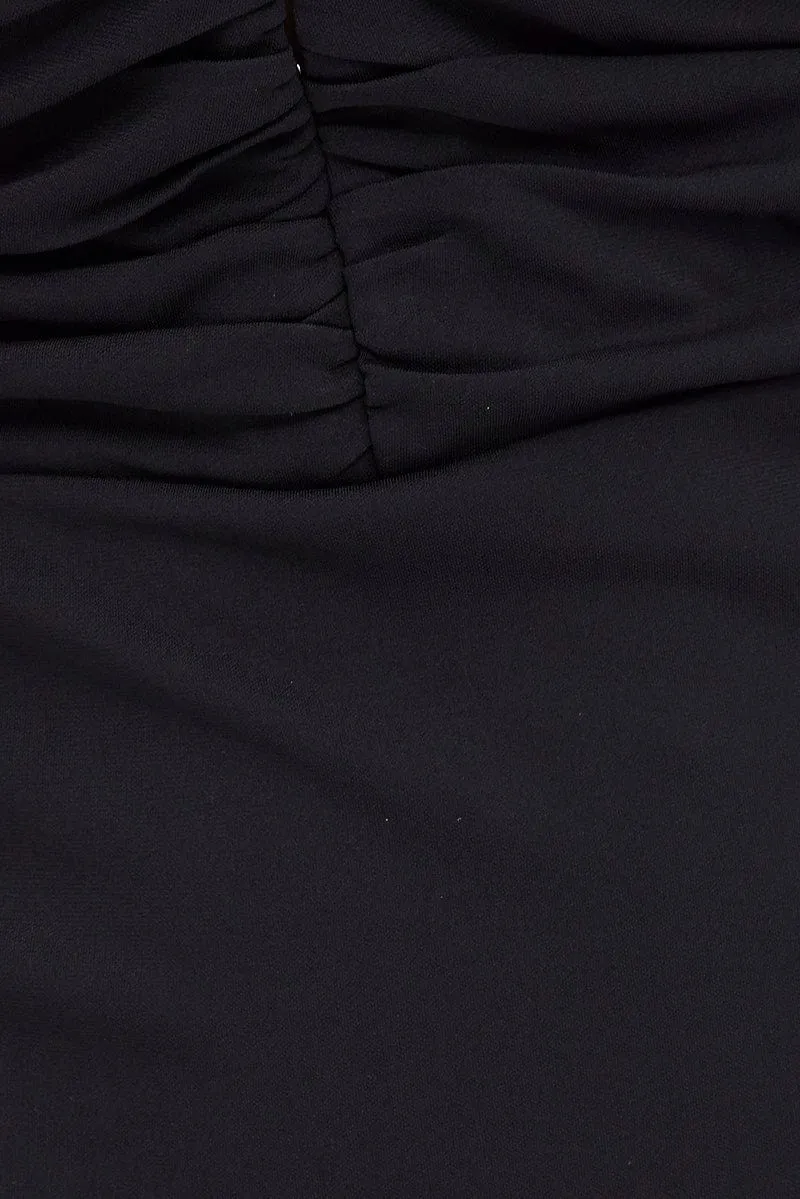 Black Mini Dress Long Sleeve Hook & Eye Bodycon Mesh