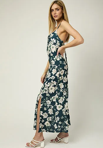 Boat Party Dress in Green Floral