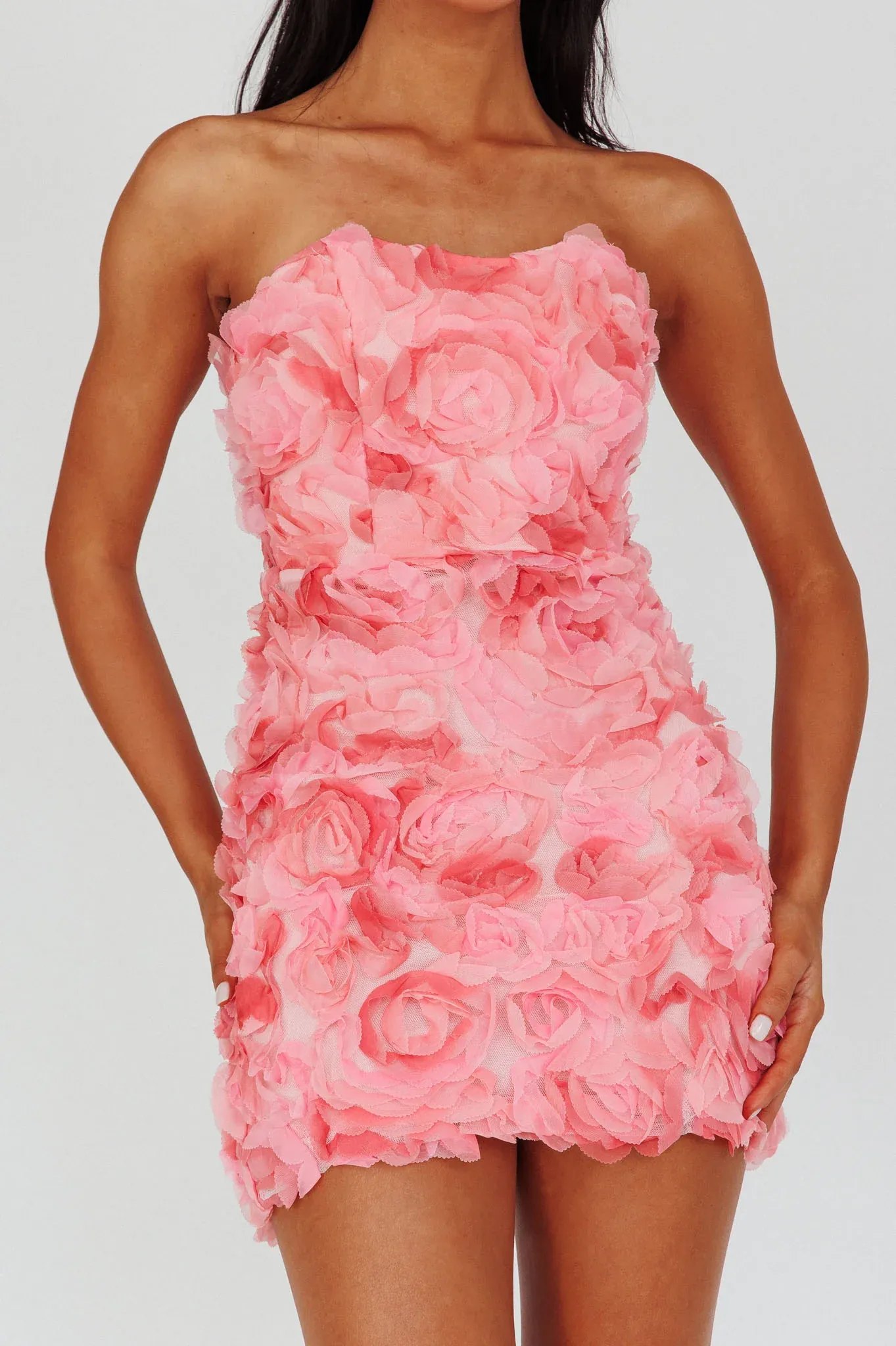 Charmer Floral Embellished Mini Dress Pink