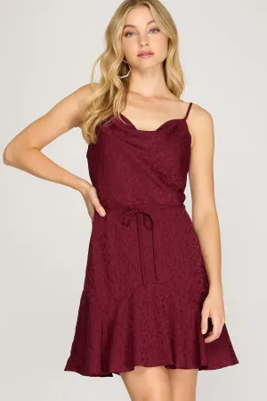 Cityscape Sateen Dress in Wine
