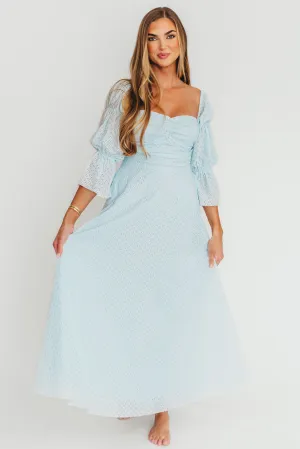Corrine Tiered Sleeve Maxi Dress with Pockets in Baby Blue - Bump Friendly - PRE-ORDER