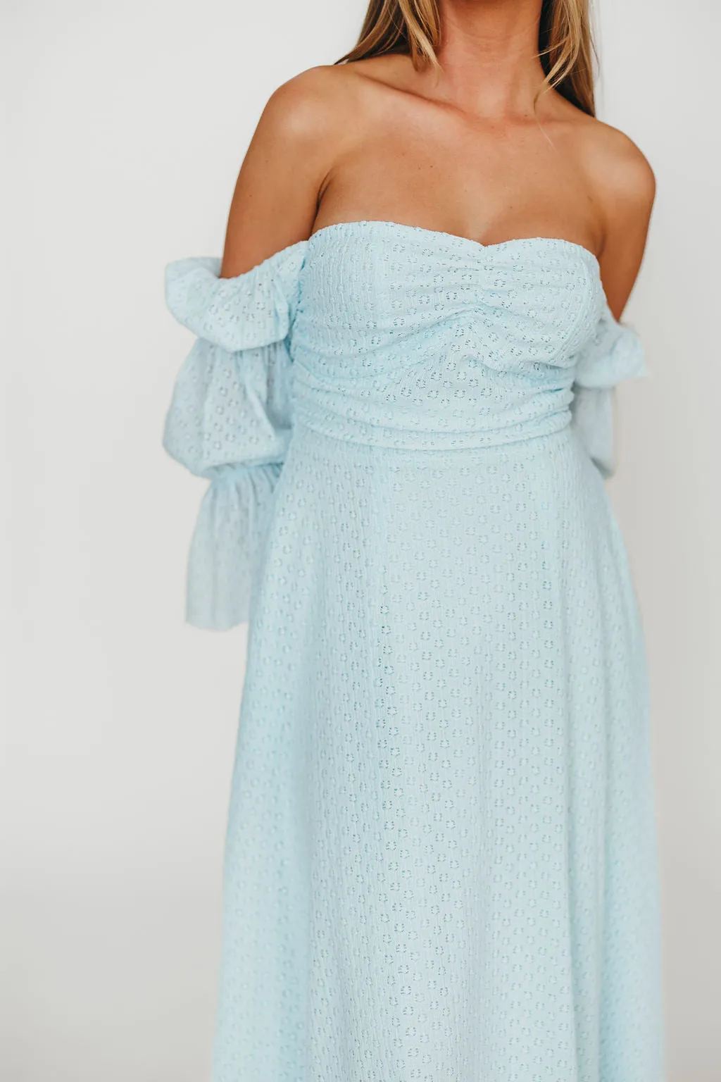 Corrine Tiered Sleeve Maxi Dress with Pockets in Baby Blue - Bump Friendly - PRE-ORDER