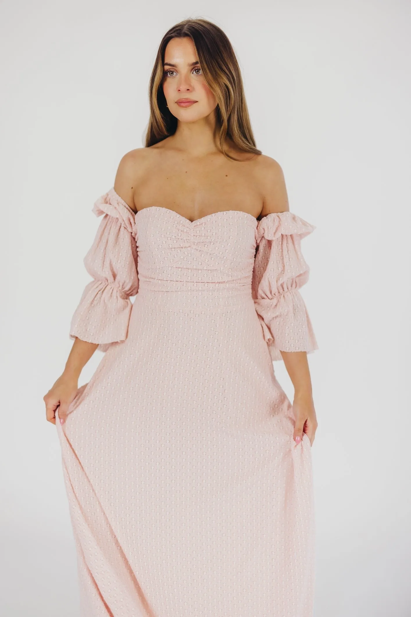Corrine Tiered Sleeve Maxi Dress with Pockets in Ballerina Pink - Bump Friendly - PRE-ORDER