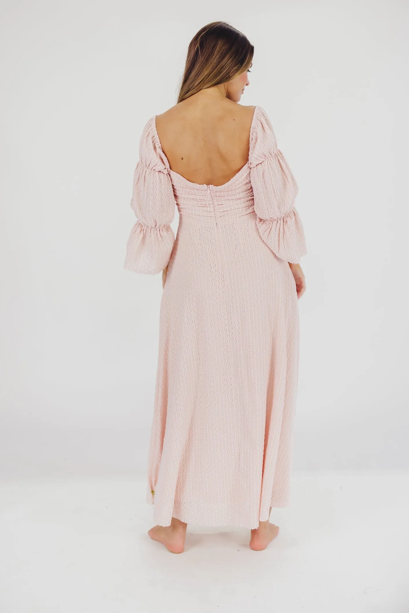 Corrine Tiered Sleeve Maxi Dress with Pockets in Ballerina Pink - Bump Friendly - PRE-ORDER