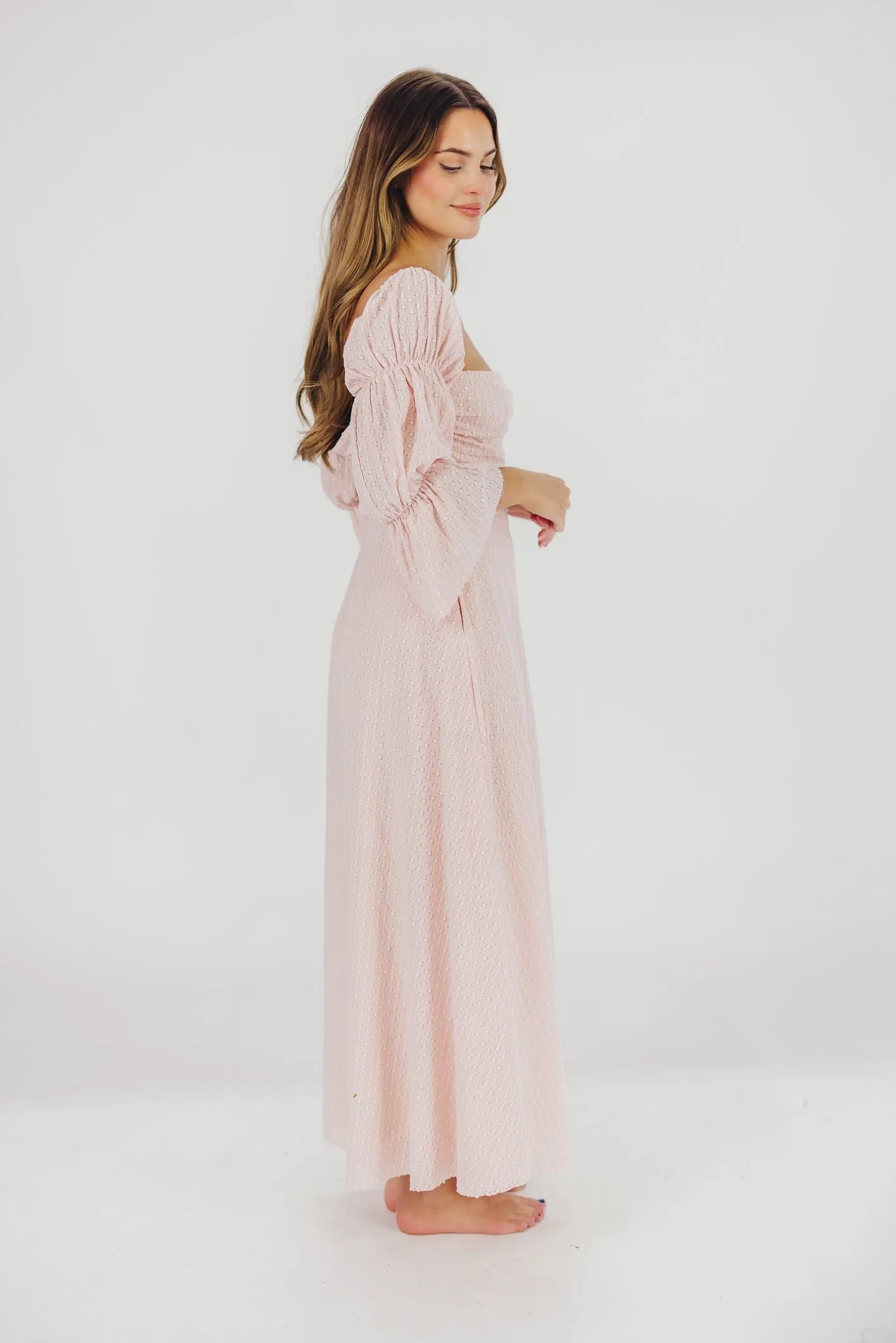 Corrine Tiered Sleeve Maxi Dress with Pockets in Ballerina Pink - Bump Friendly - PRE-ORDER