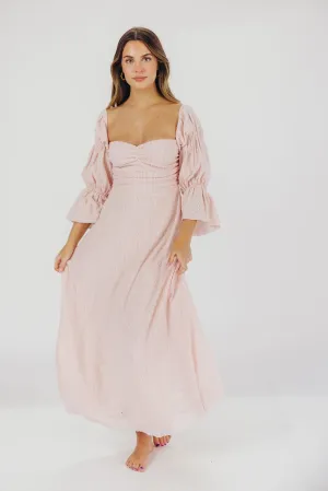 Corrine Tiered Sleeve Maxi Dress with Pockets in Ballerina Pink - Bump Friendly - PRE-ORDER