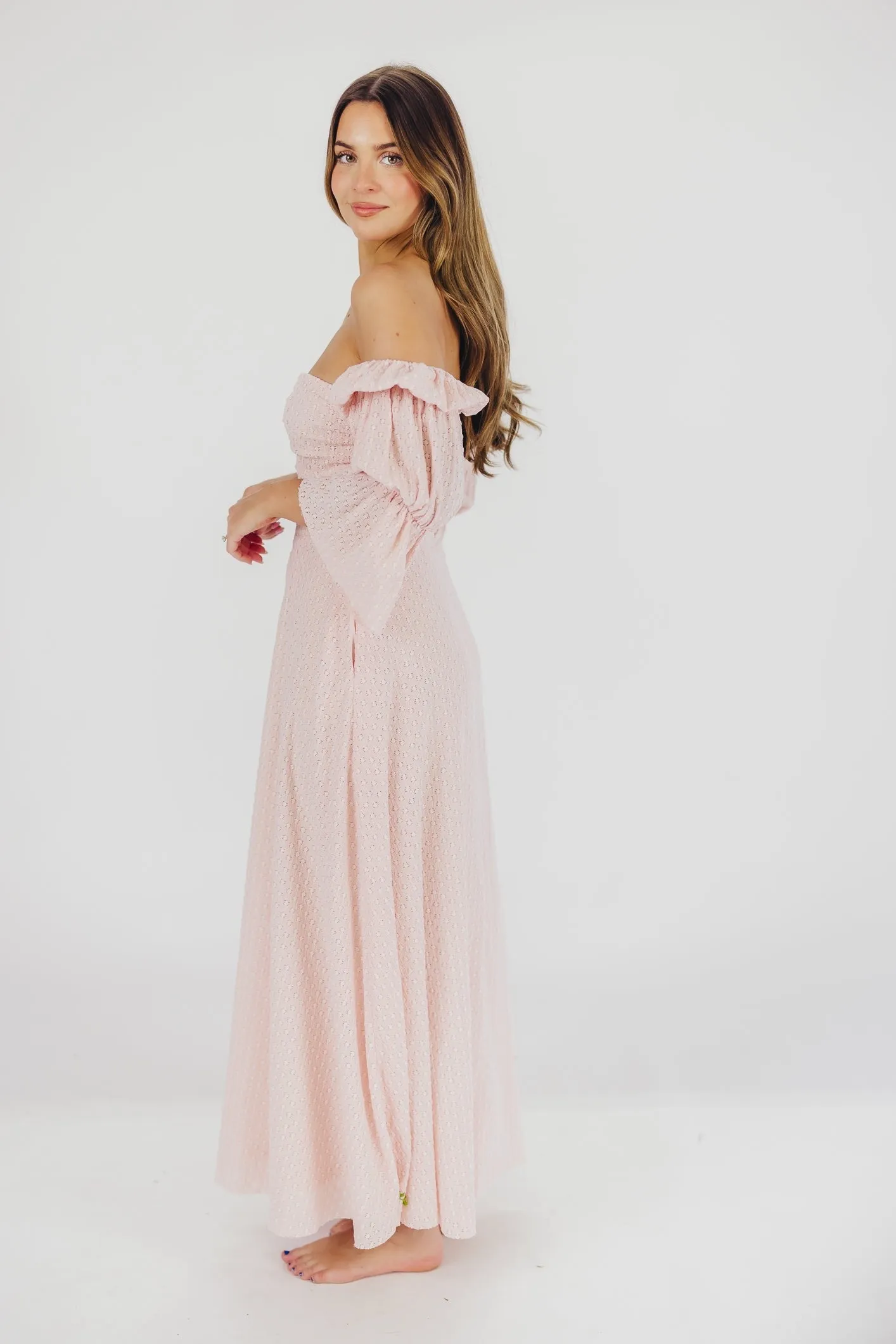 Corrine Tiered Sleeve Maxi Dress with Pockets in Ballerina Pink - Bump Friendly - PRE-ORDER