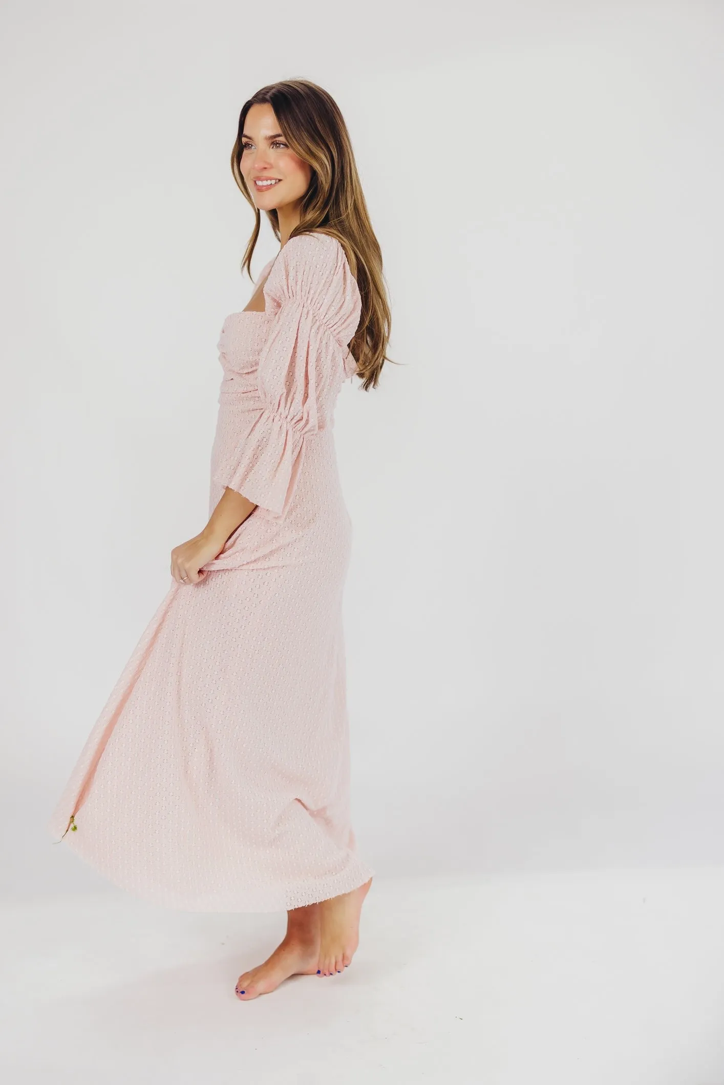 Corrine Tiered Sleeve Maxi Dress with Pockets in Ballerina Pink - Bump Friendly - PRE-ORDER