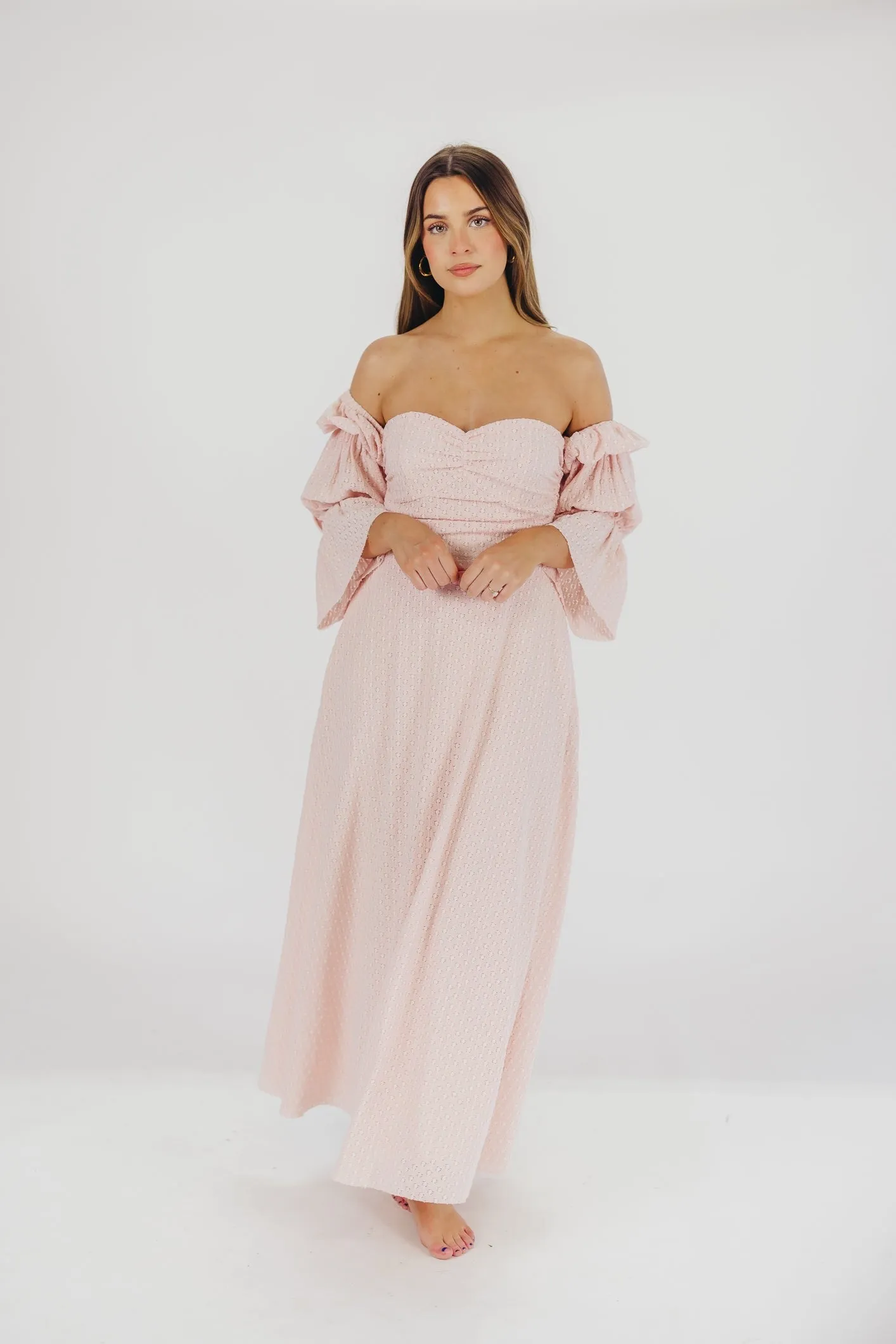 Corrine Tiered Sleeve Maxi Dress with Pockets in Ballerina Pink - Bump Friendly - PRE-ORDER
