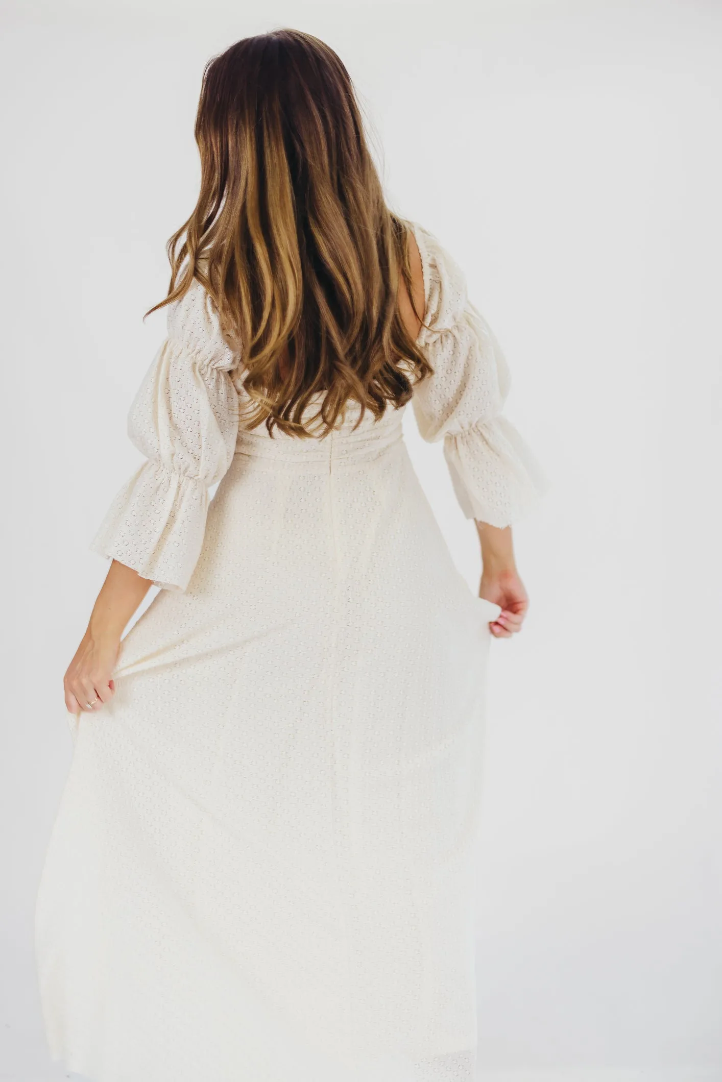 Corrine Tiered Sleeve Maxi Dress with Pockets in Ivory Cream - Bump Friendly PRE-ORDER