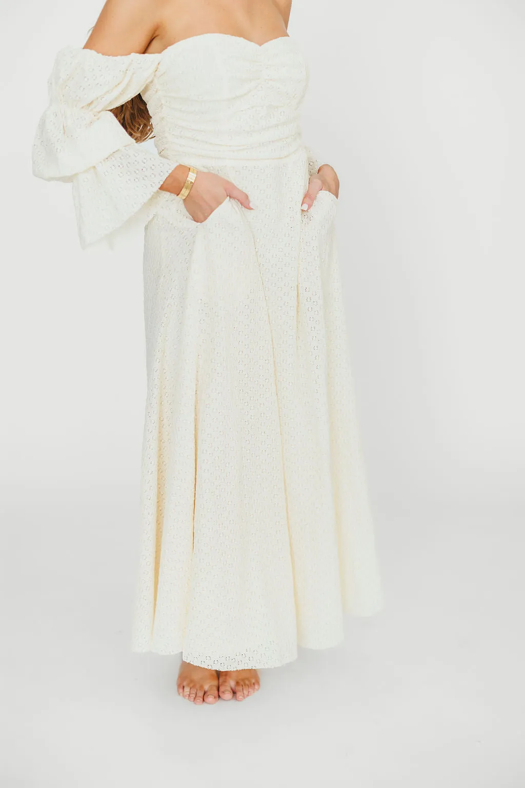 Corrine Tiered Sleeve Maxi Dress with Pockets in Light Butter Yellow - Bump Friendly - PRE-ORDER