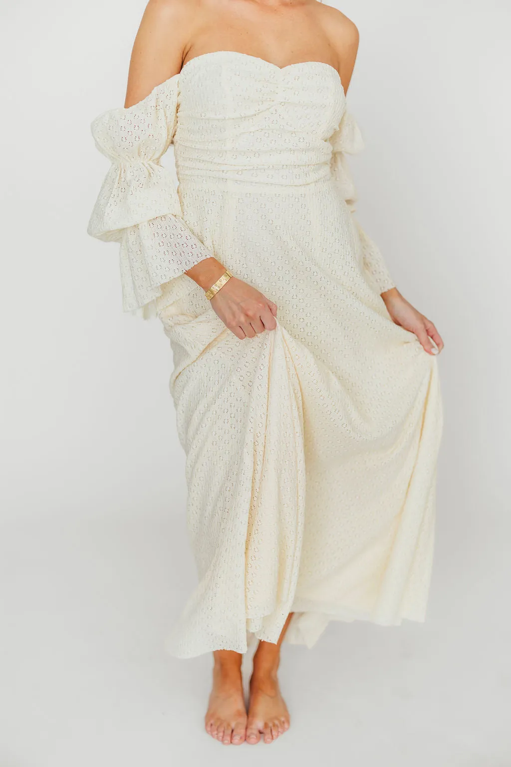 Corrine Tiered Sleeve Maxi Dress with Pockets in Light Butter Yellow - Bump Friendly - PRE-ORDER
