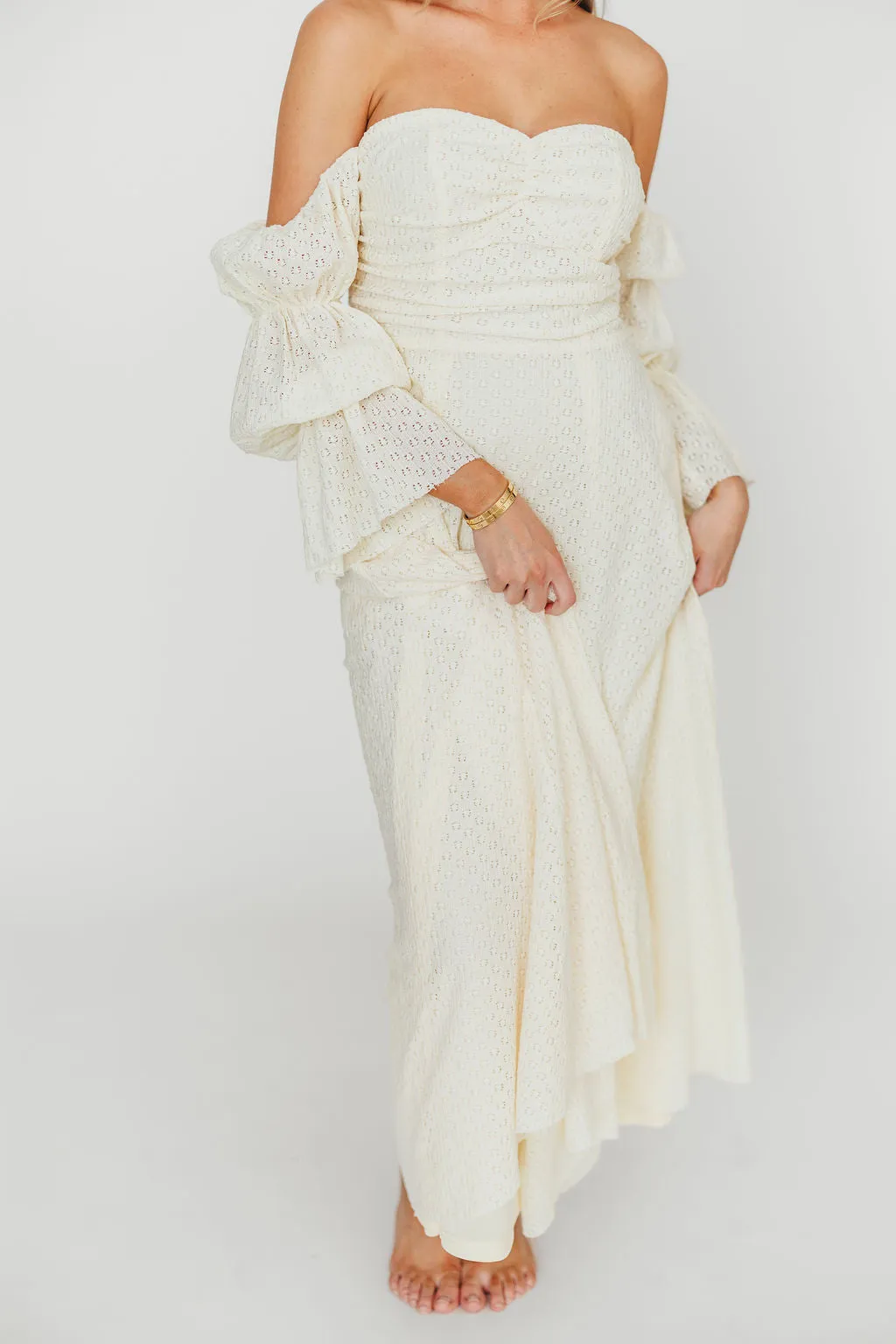 Corrine Tiered Sleeve Maxi Dress with Pockets in Light Butter Yellow - Bump Friendly - PRE-ORDER