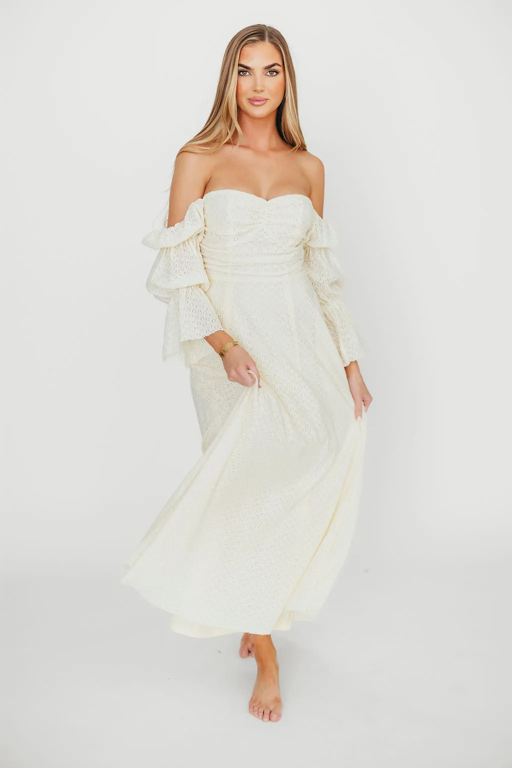 Corrine Tiered Sleeve Maxi Dress with Pockets in Light Butter Yellow - Bump Friendly - PRE-ORDER