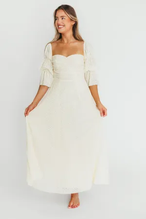 Corrine Tiered Sleeve Maxi Dress with Pockets in Light Butter Yellow - Bump Friendly - PRE-ORDER