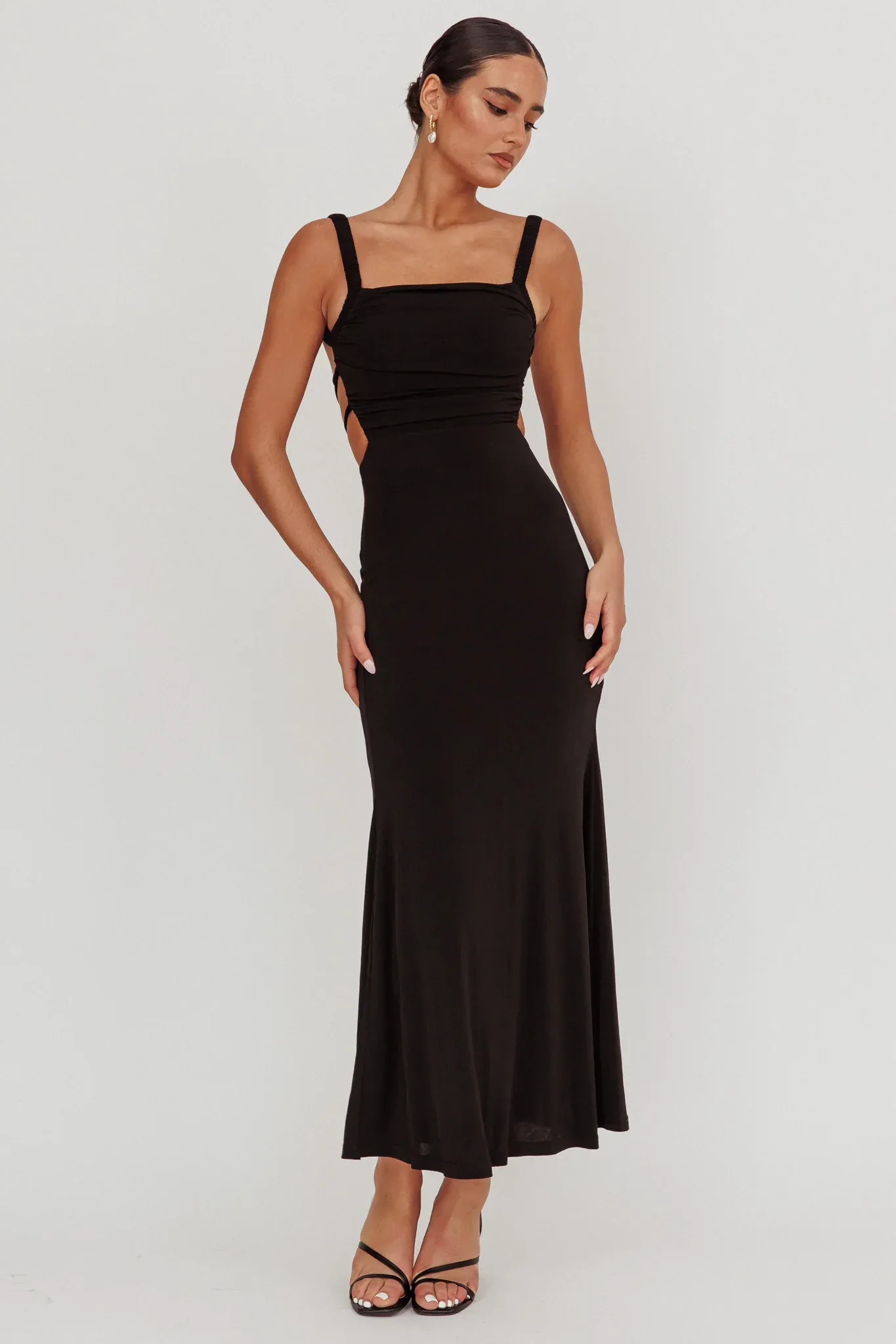 Dream Crush Lace-Up Back Maxi Dress Black