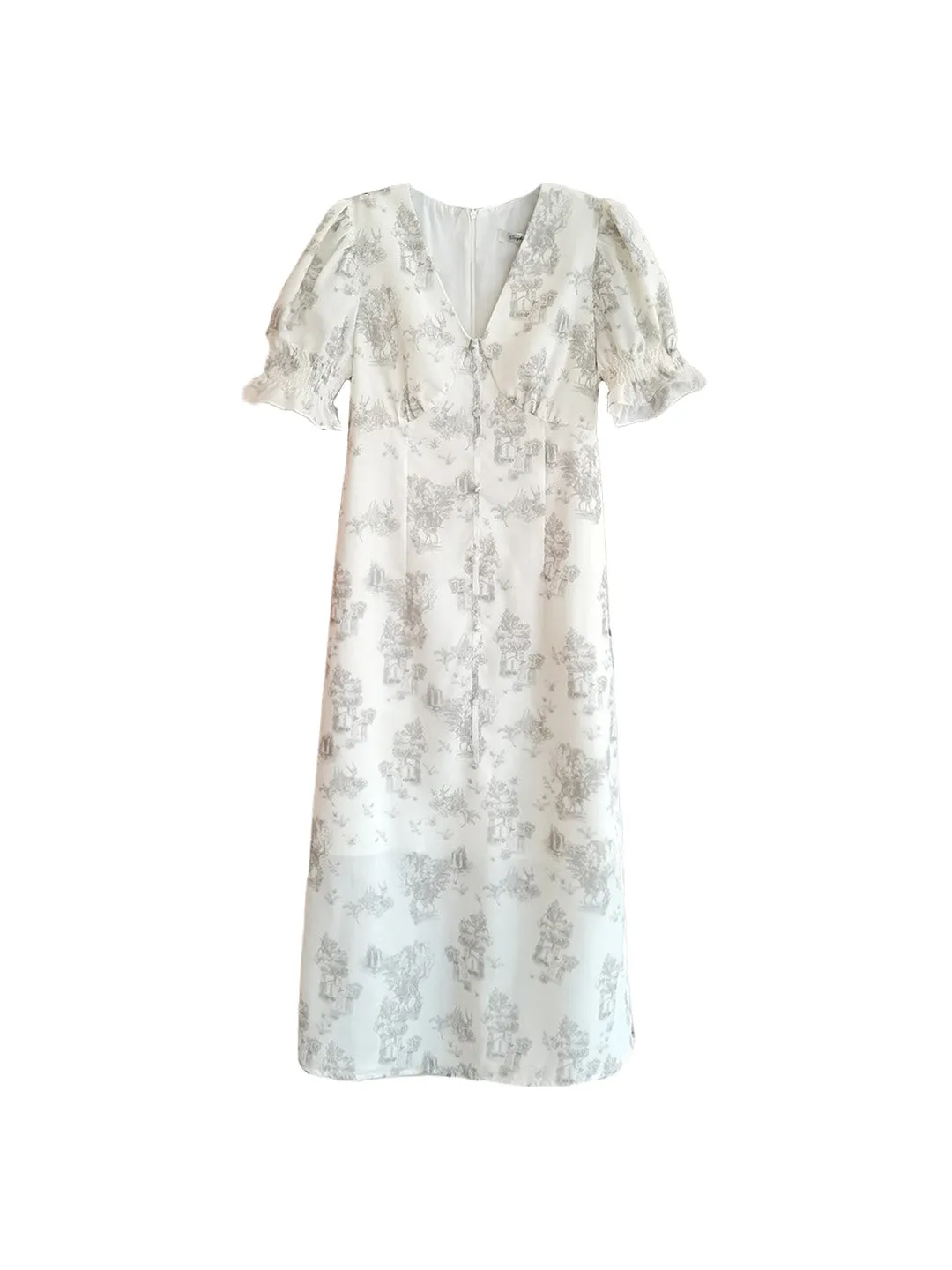 【Final Sale】Xena V-Neck Floral Puff Sleeve Dress