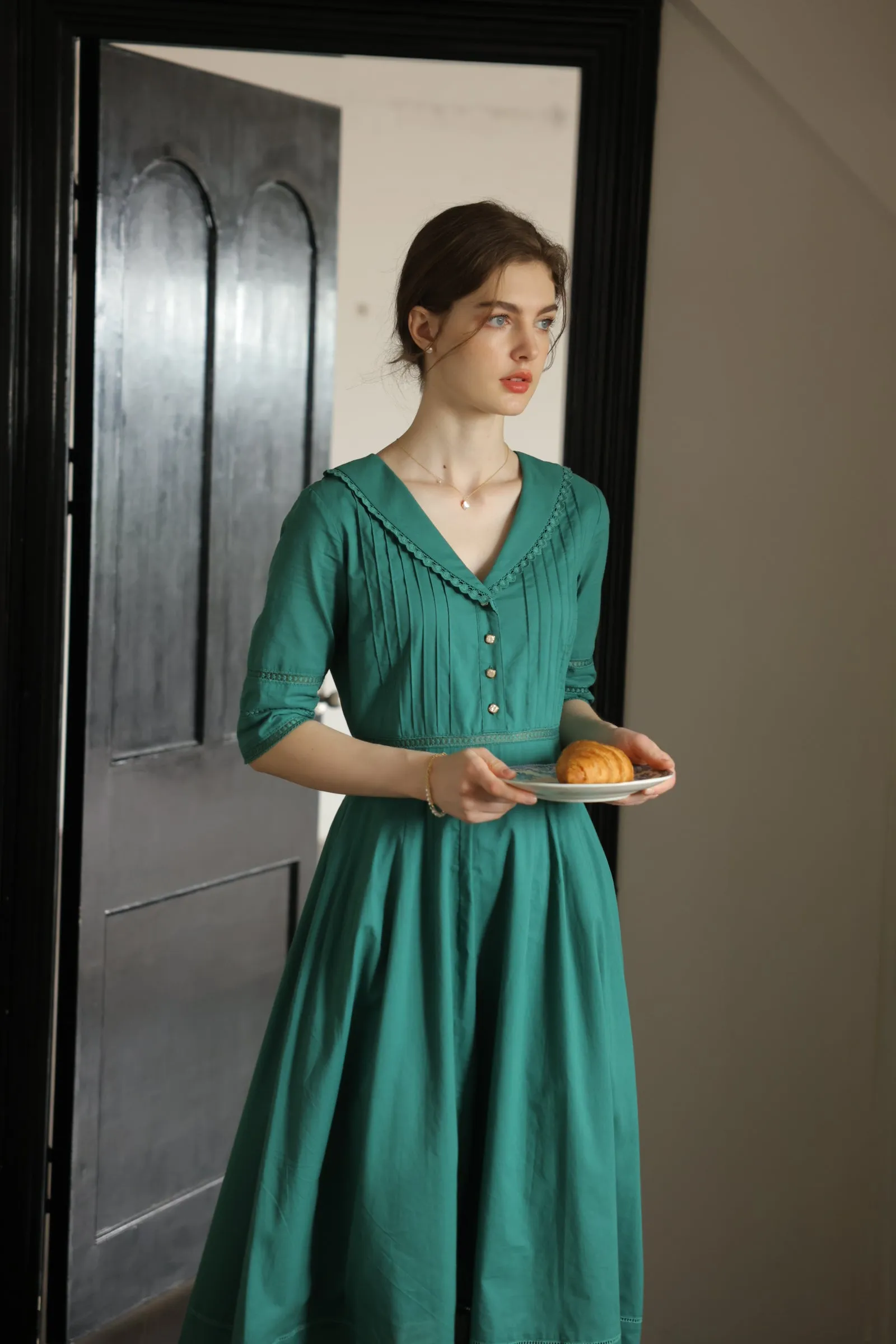 Fiona 100% Cotton Red Midi Dress