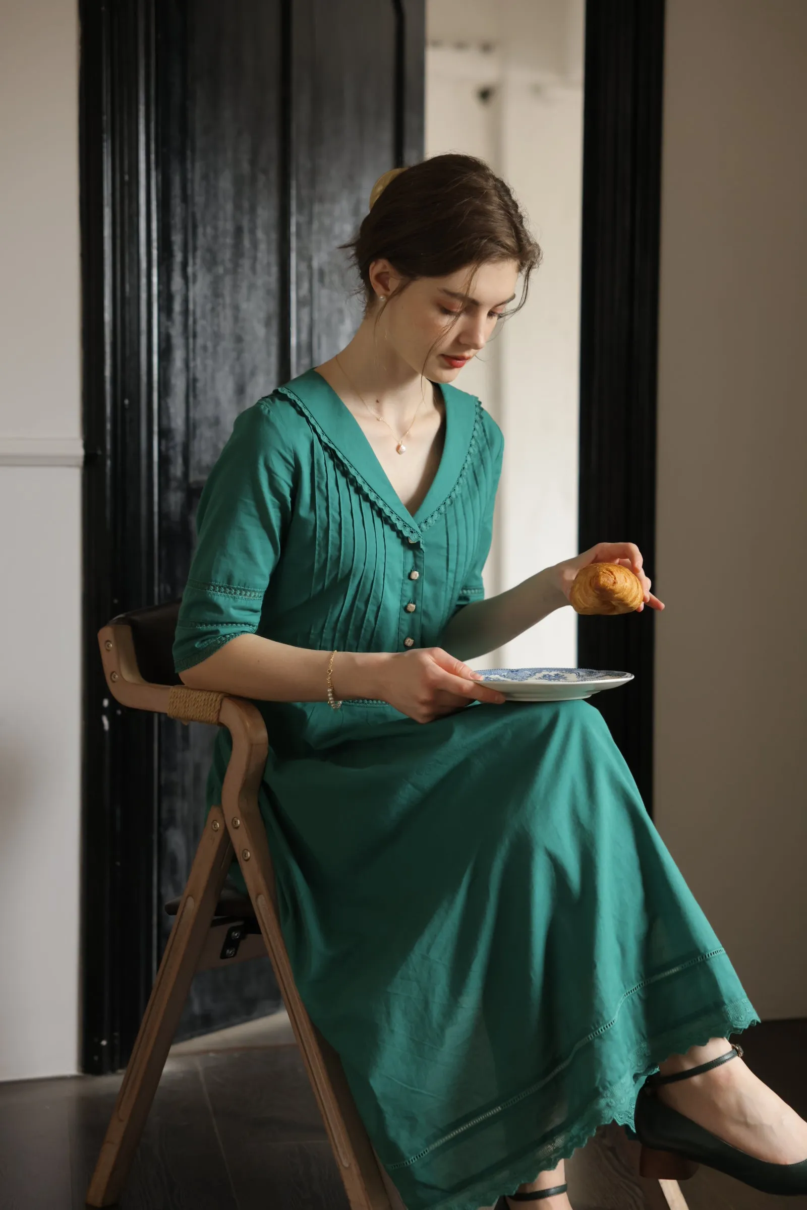 Fiona 100% Cotton Red Midi Dress