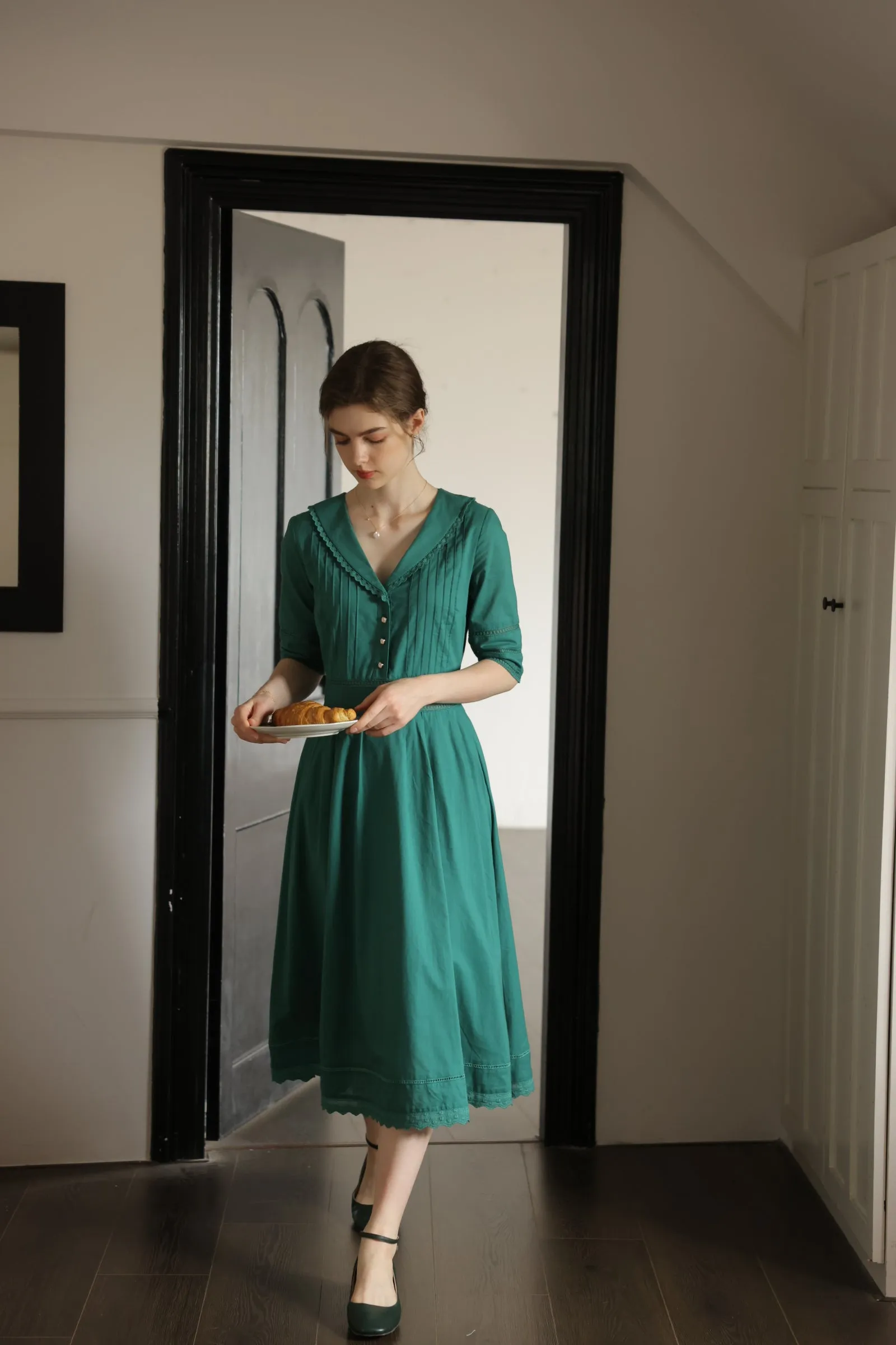 Fiona 100% Cotton Red Midi Dress