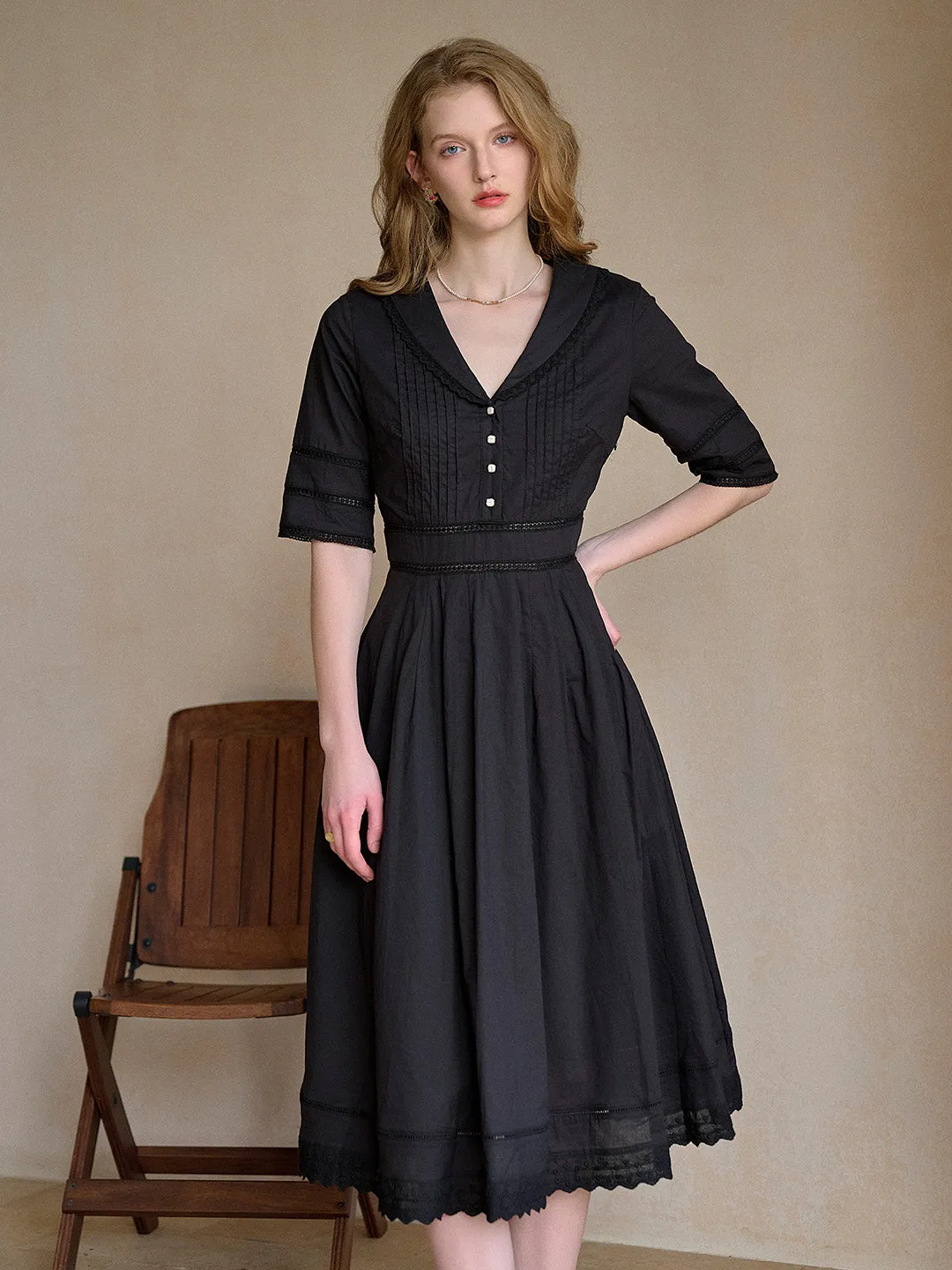 Fiona 100% Cotton Red Midi Dress