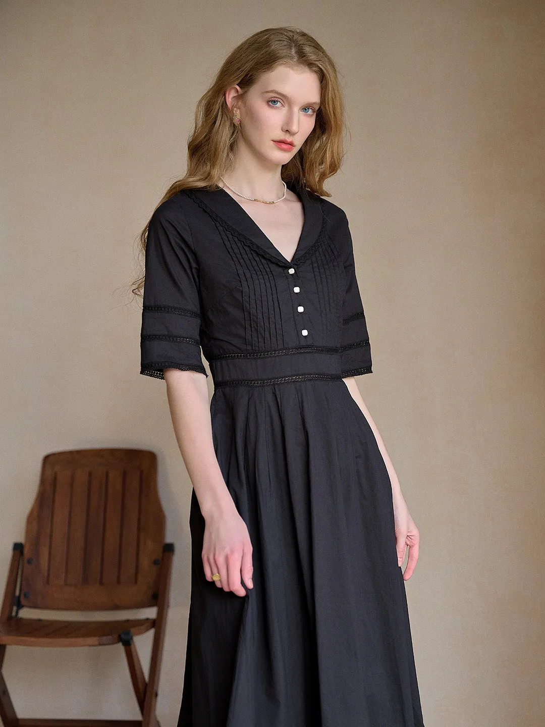 Fiona 100% Cotton Red Midi Dress