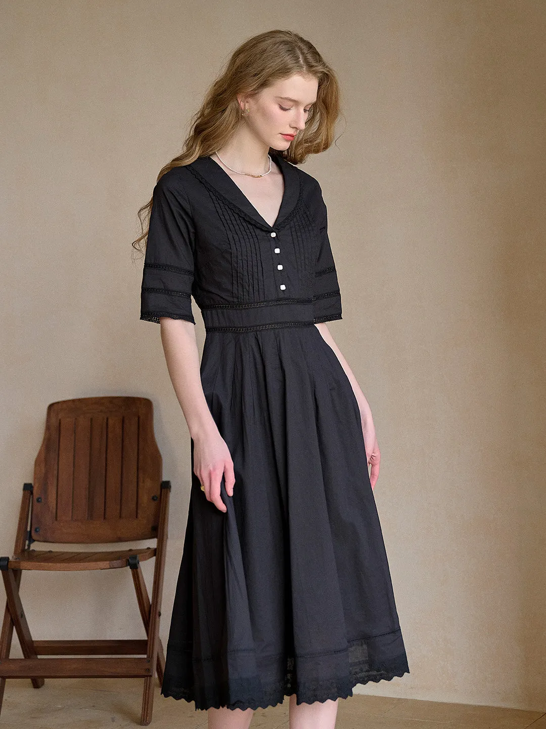 Fiona 100% Cotton Red Midi Dress