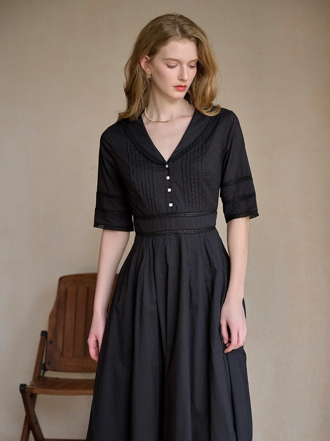 Fiona 100% Cotton Red Midi Dress