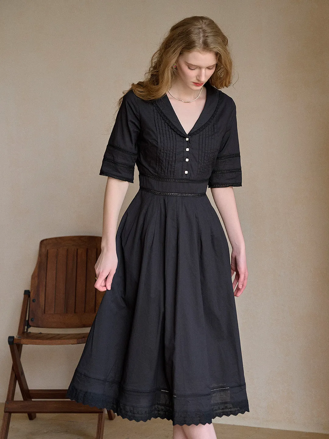 Fiona 100% Cotton Red Midi Dress
