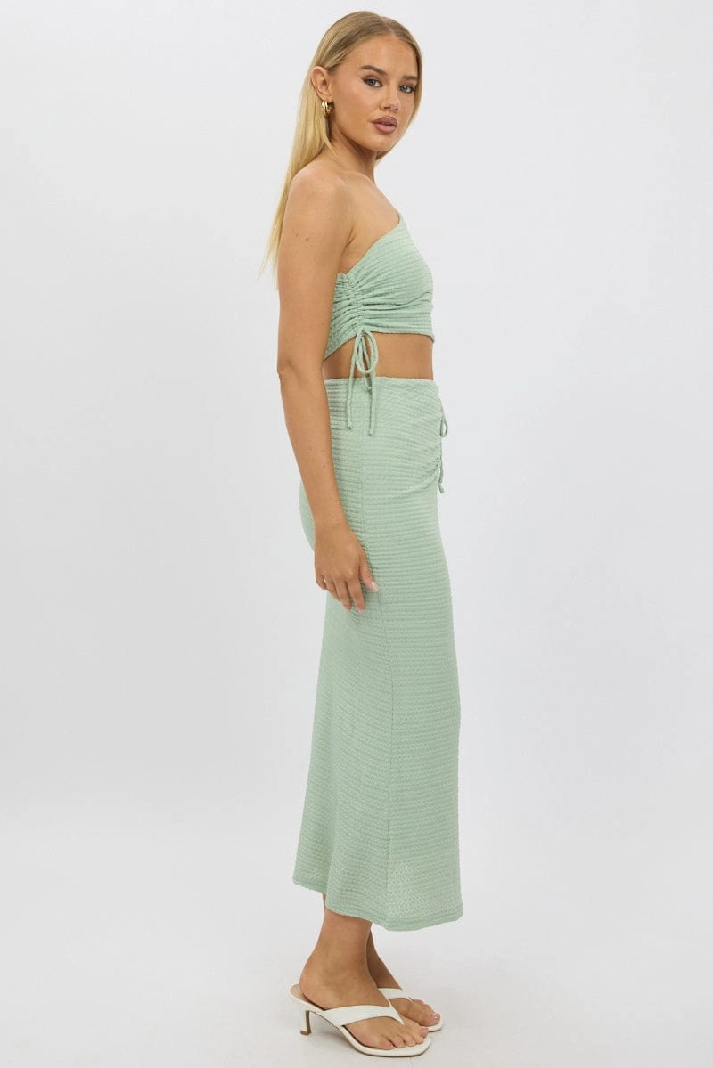 Green Bodycon Dress One Shoulder Maxi