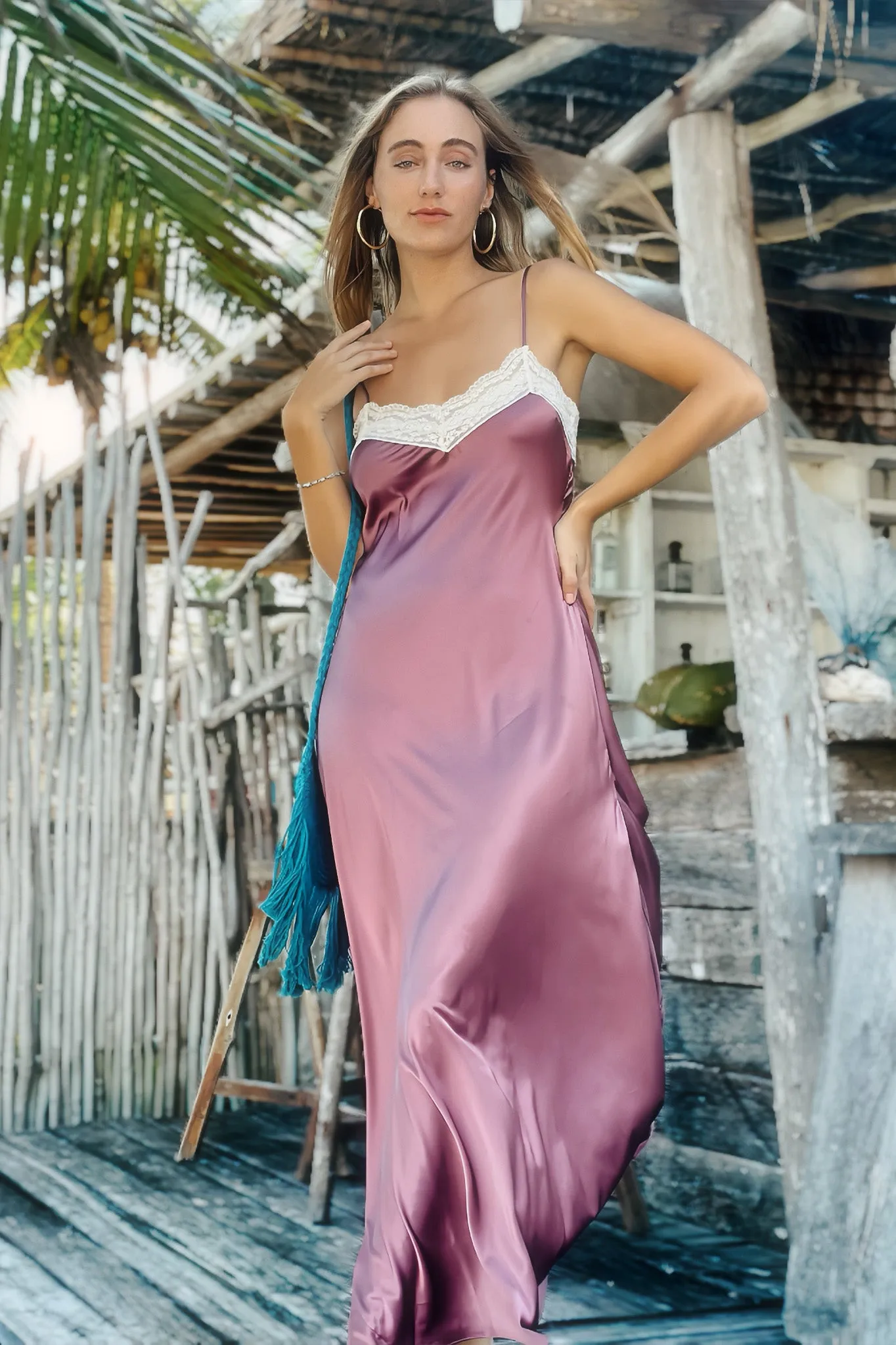 Jacquelyn Silk Slip Dress - Mauve