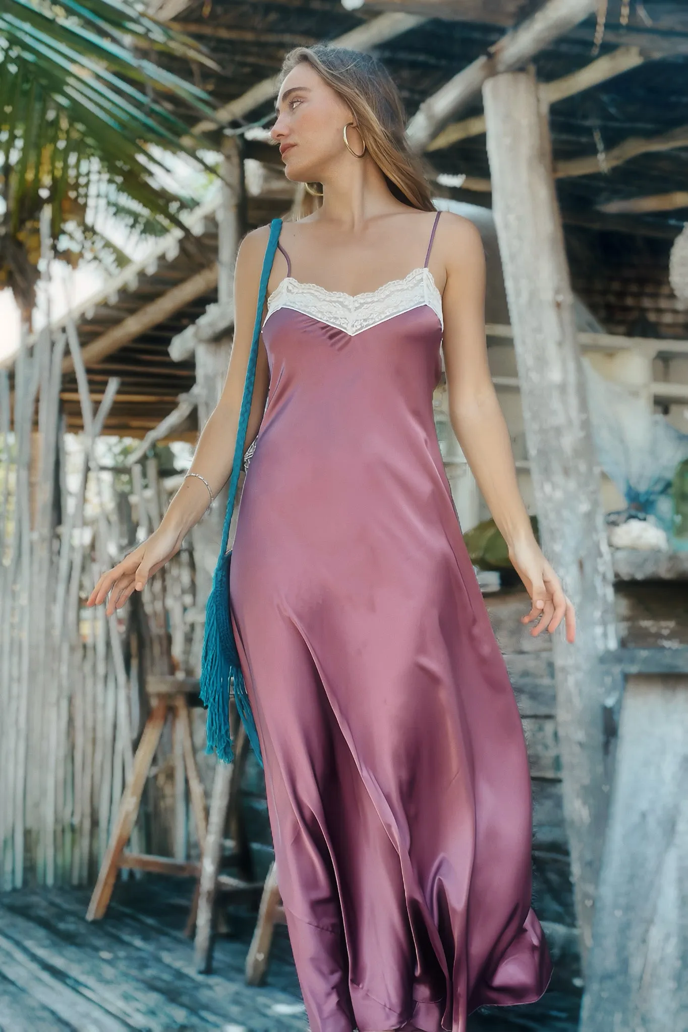 Jacquelyn Silk Slip Dress - Mauve