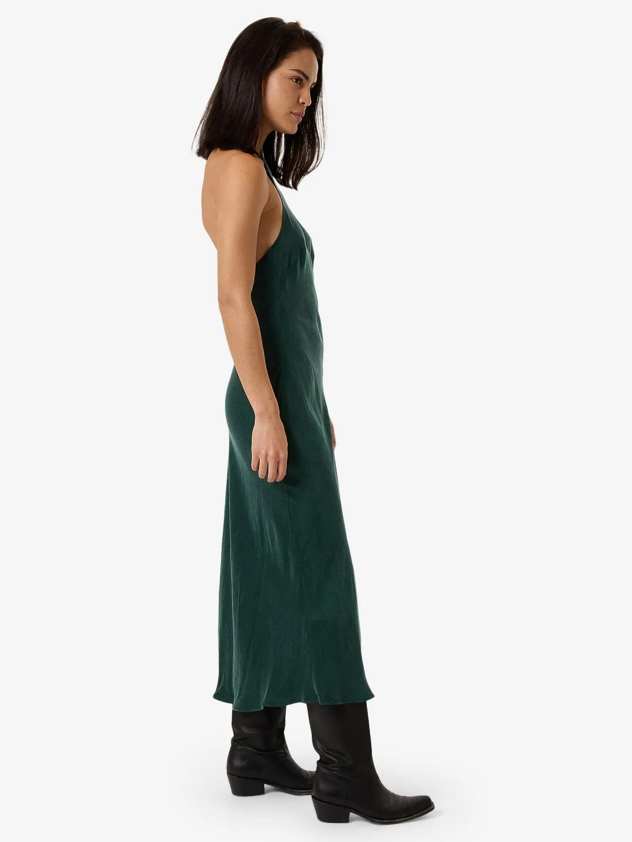 Jett Halter Bias Dress - Deep Emerald