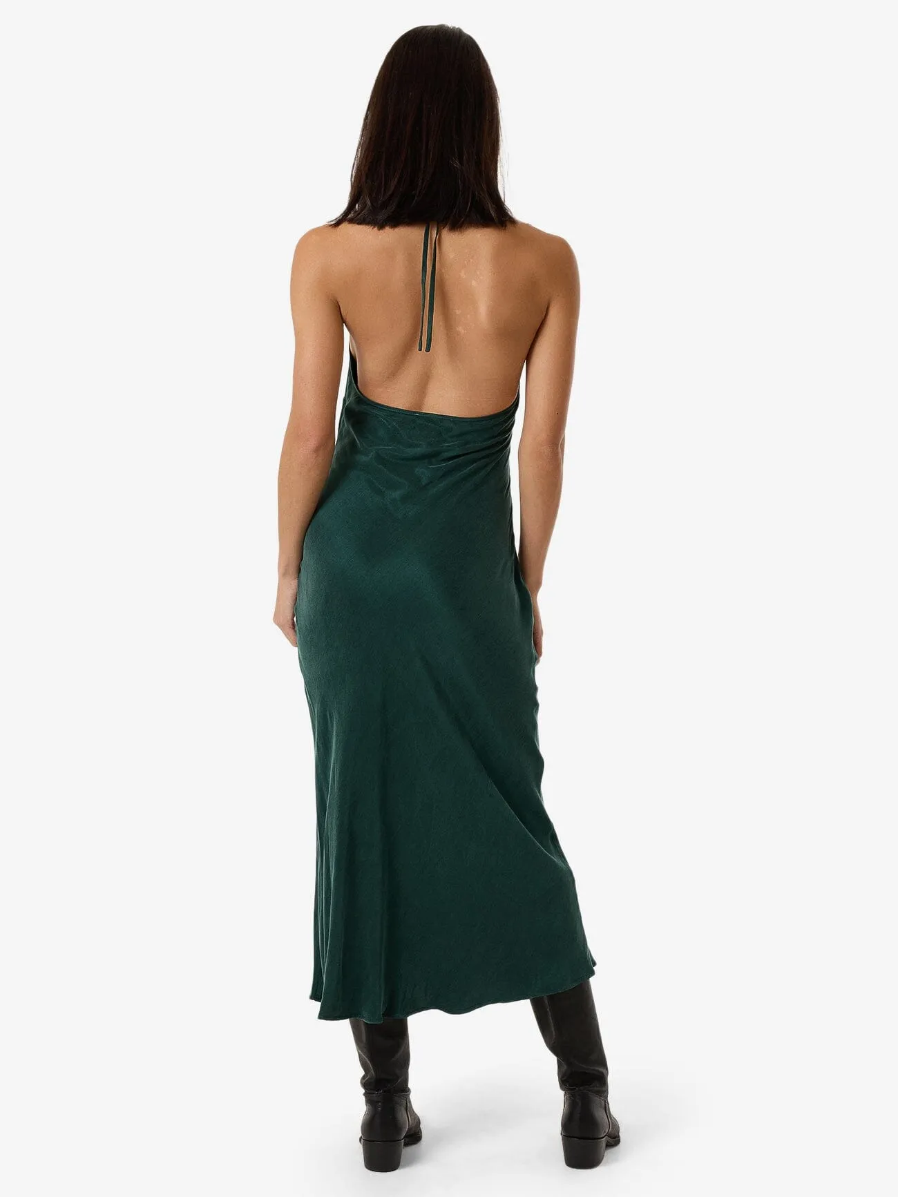 Jett Halter Bias Dress - Deep Emerald