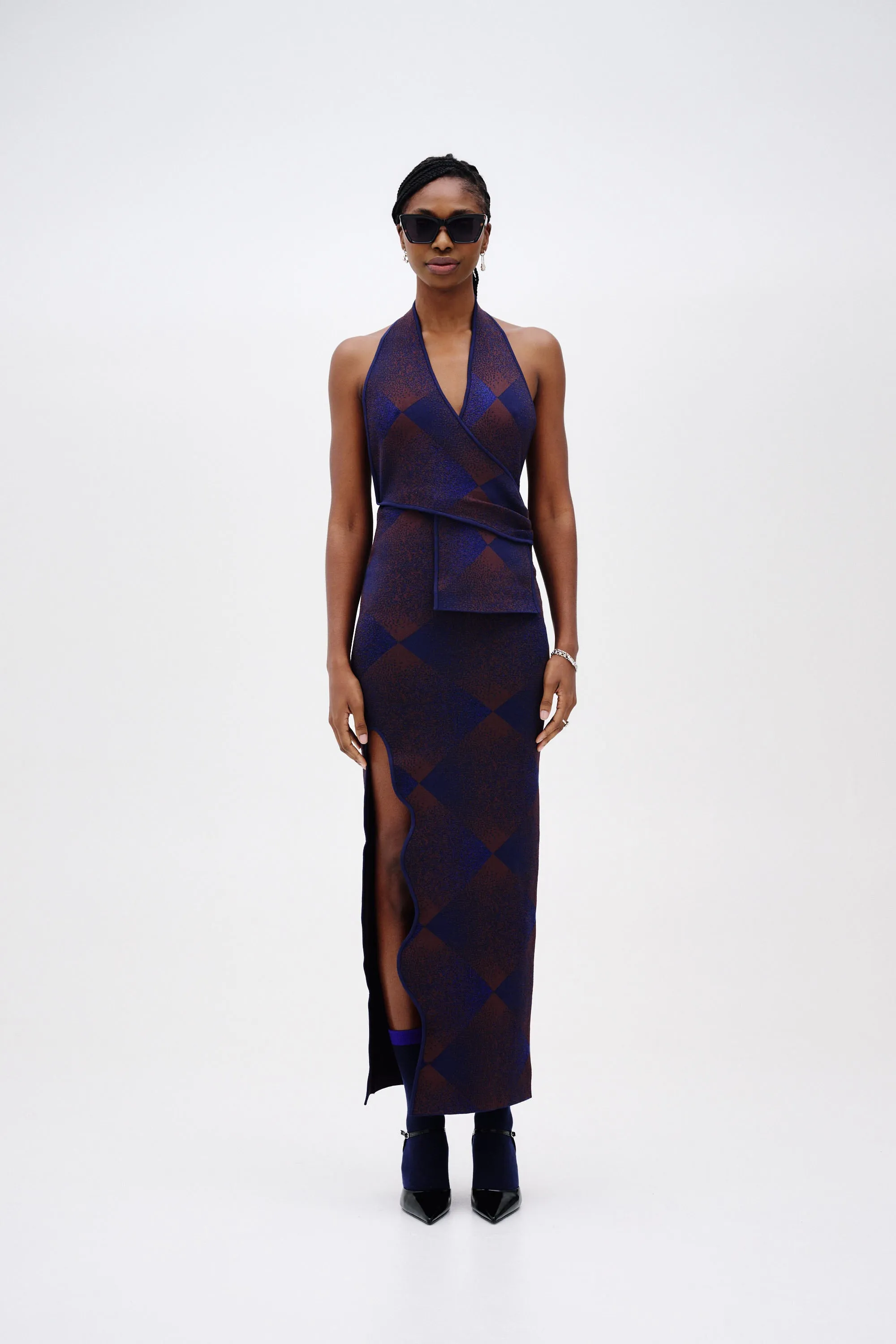 KIWI HALTER NECK WRAP DRESS