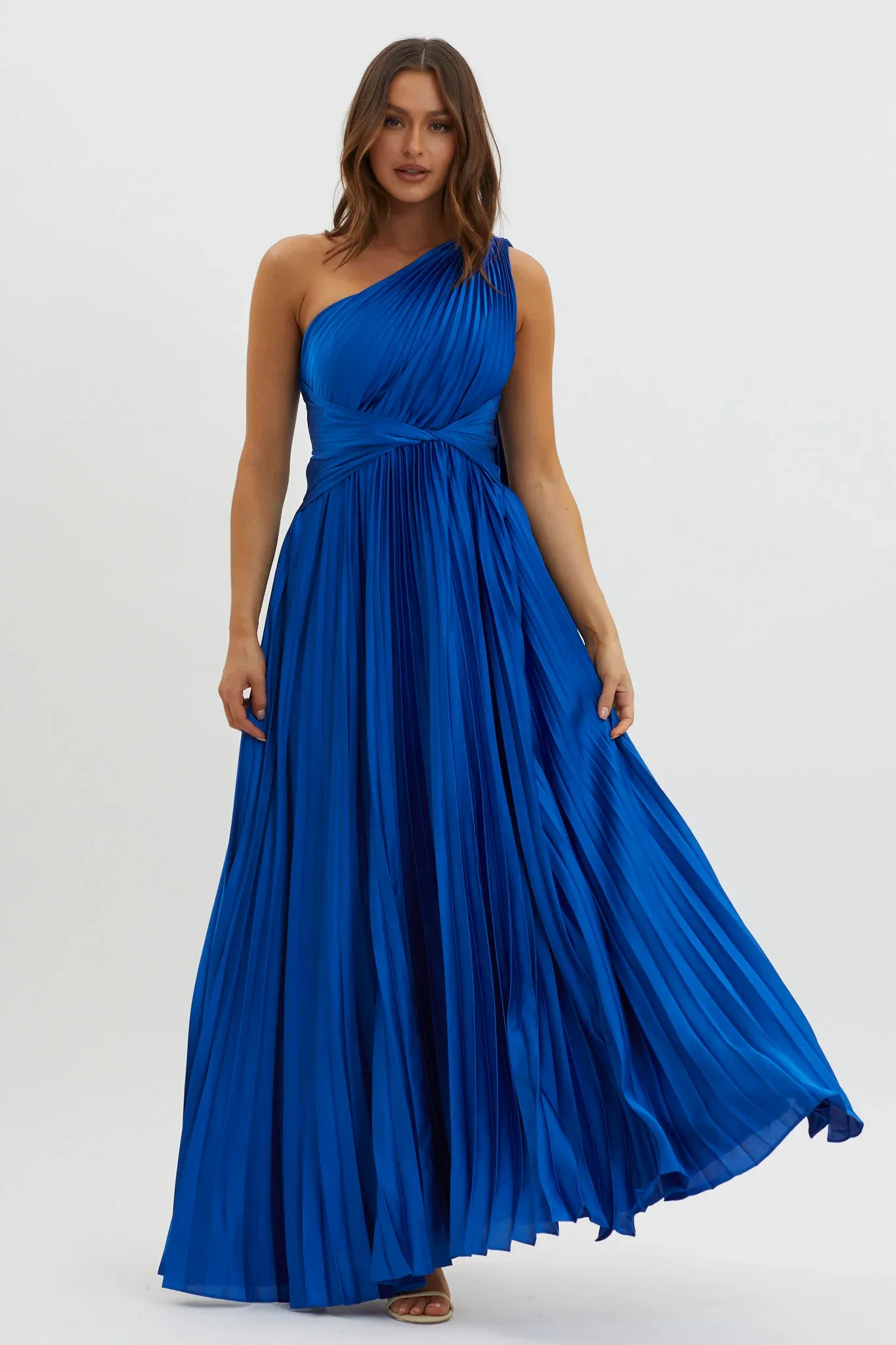 Laxmi Accordion Pleat Maxi Dress Royal Blue