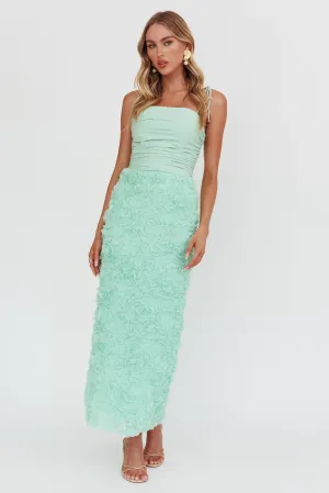 Love & Honor Textured Floral Maxi Dress Sage