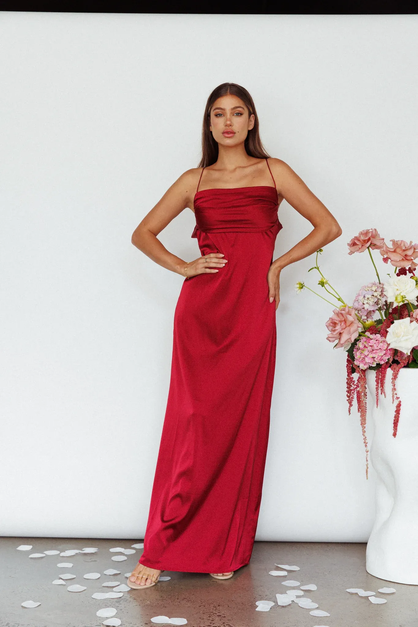 Love Letters Strappy Cowl Back Dress Burgundy